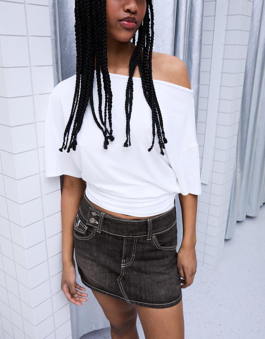 Denim-Hosenrock-Schwarz