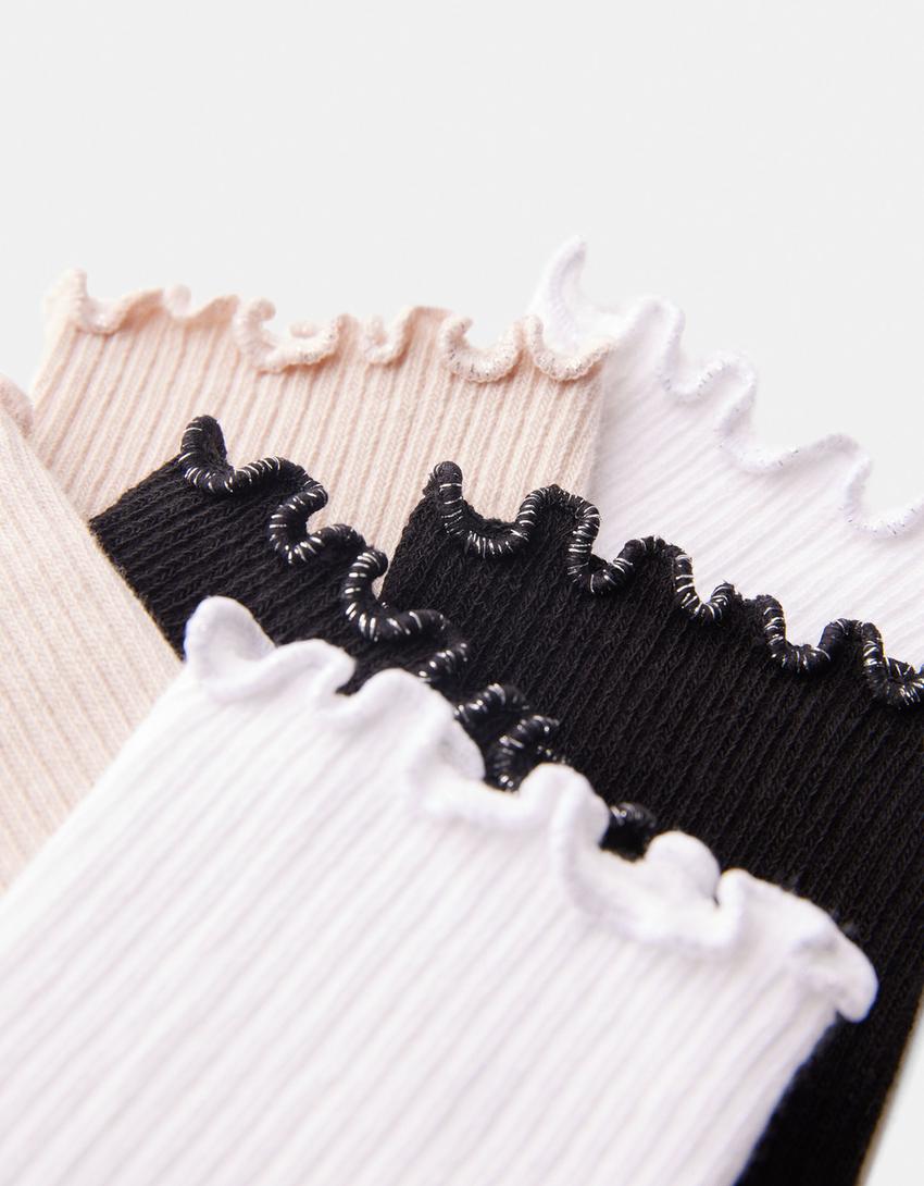 3’lü parıltılı çorap paketi-Beyaz-2