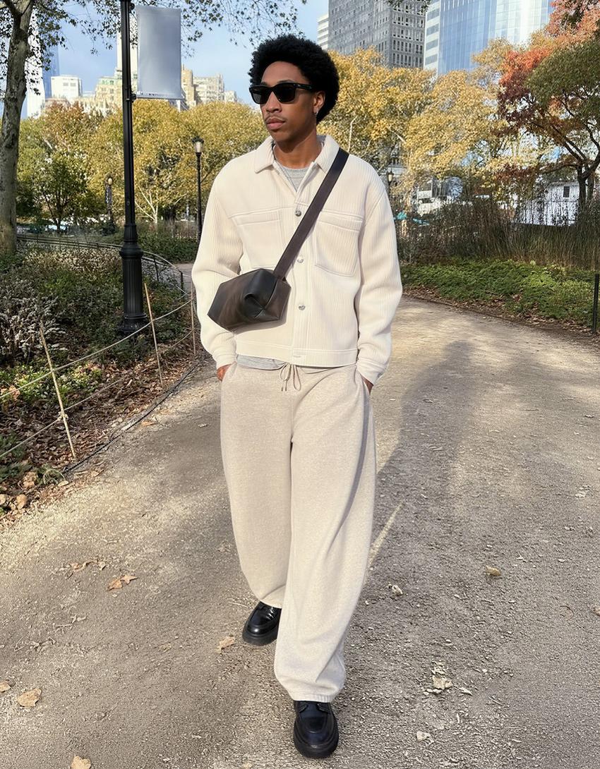 Cazadora boxy efecto la sintética de rizo-Créma