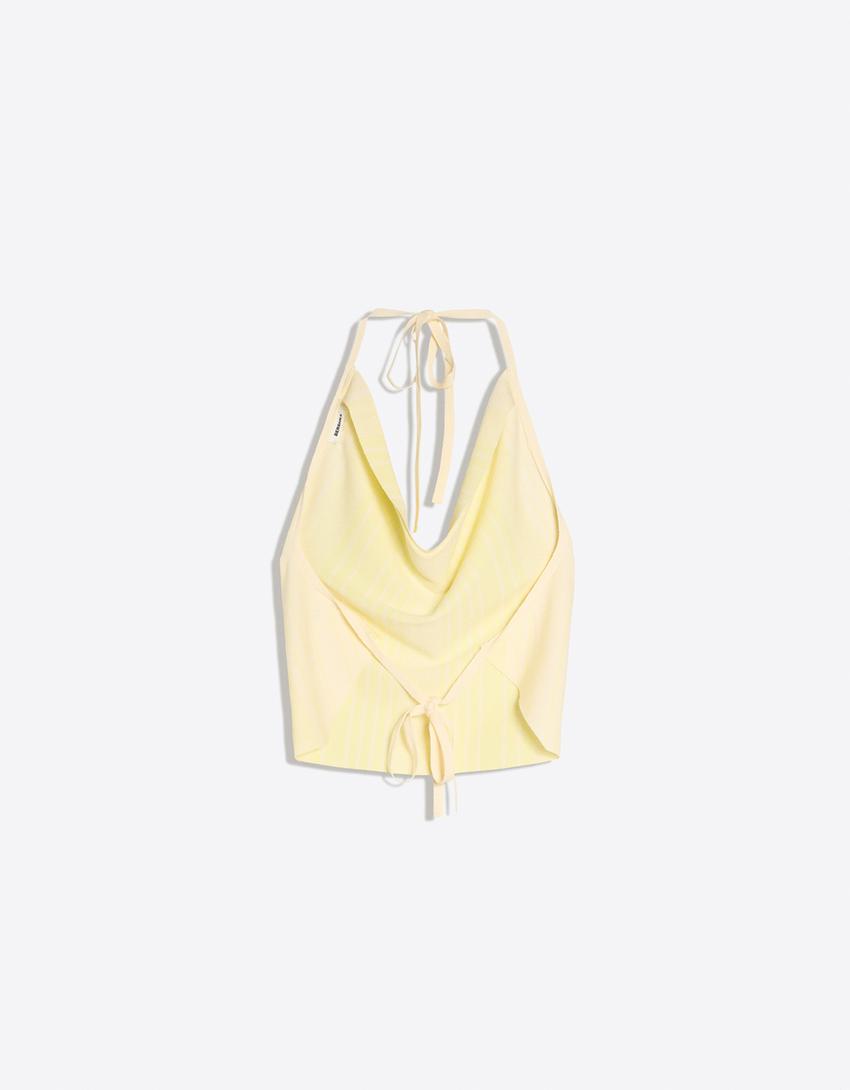 Drapeli halter top-Sarı