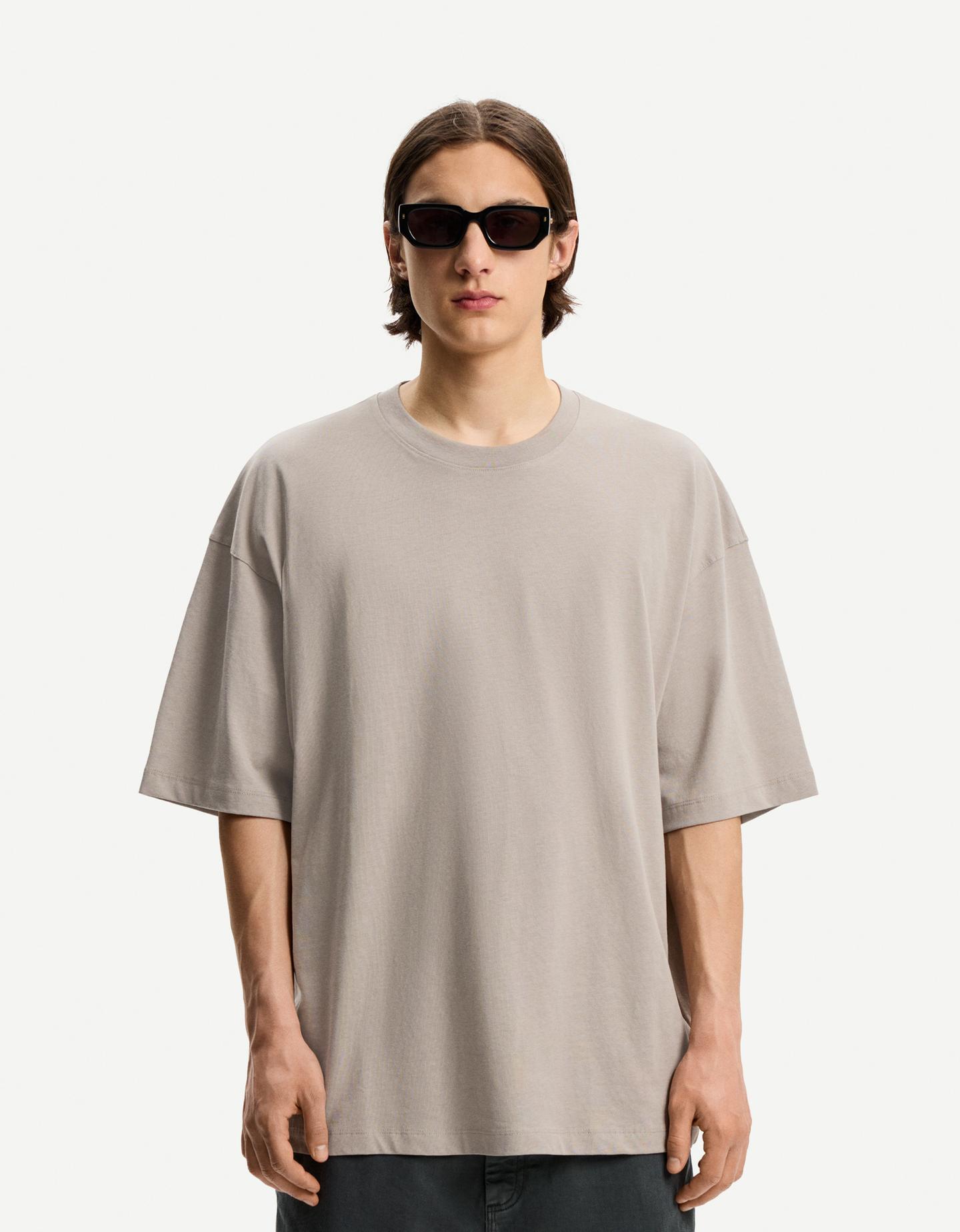 Bershka Koszulka Oversize Z Krótkim Rękawem Mężczyzna Xl Szary