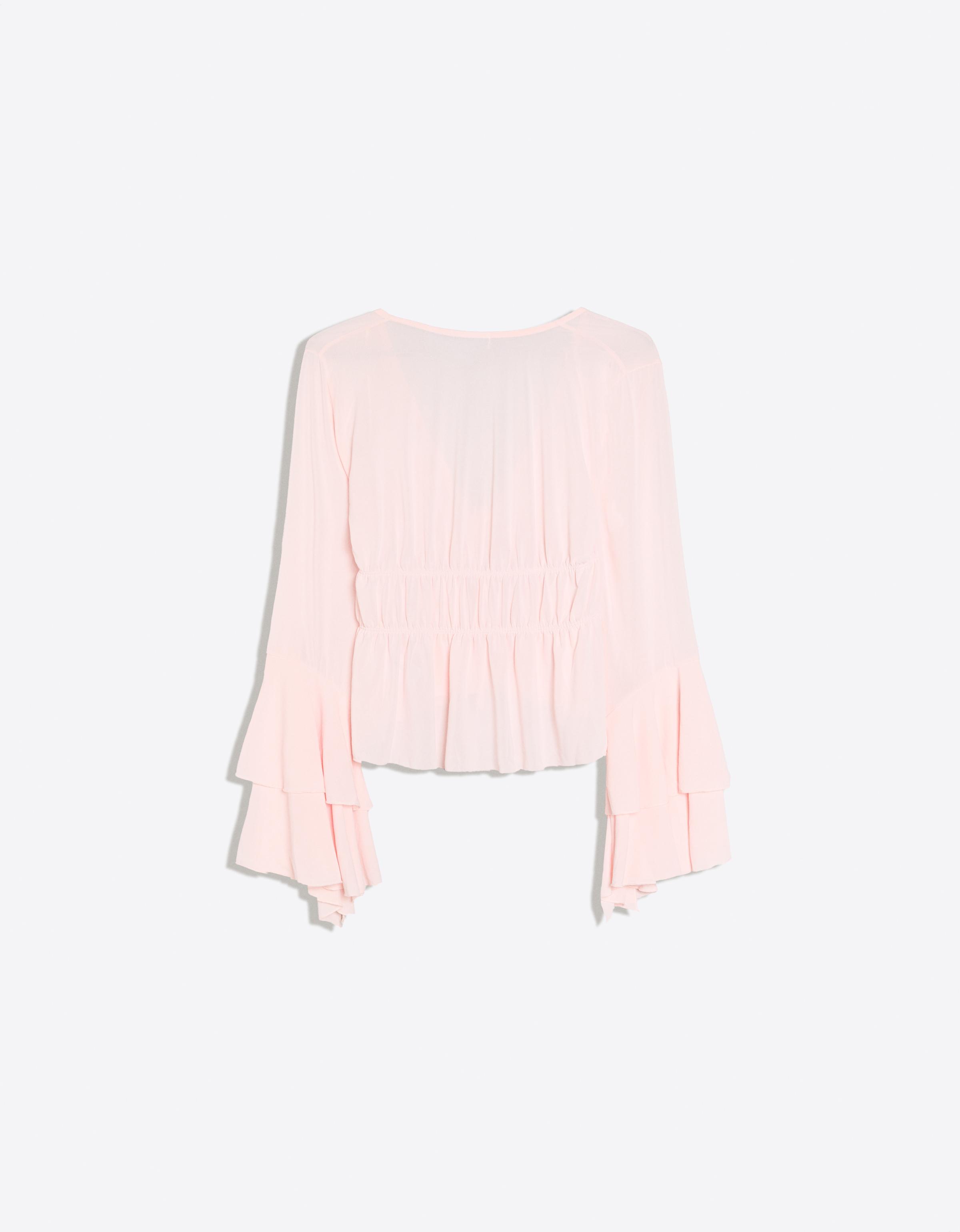 Flowy frilled T-shirt — Pink