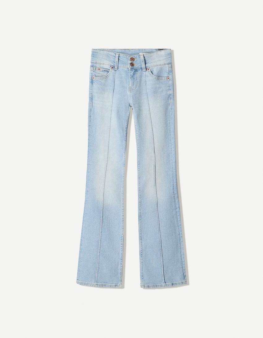 Jeans bootcut taille basse-Bleu clair