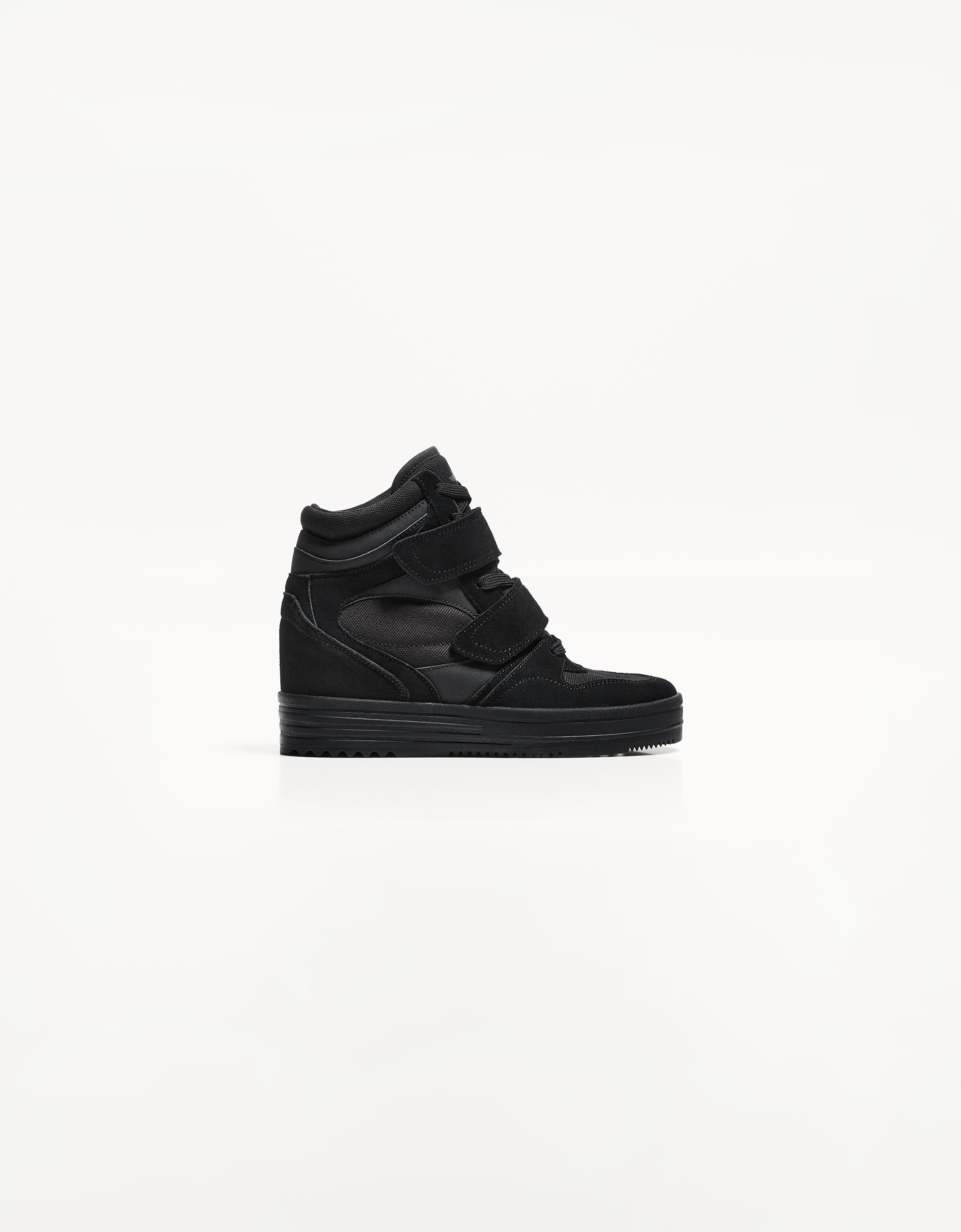 High-top sneakers with internal wedge — BLACK