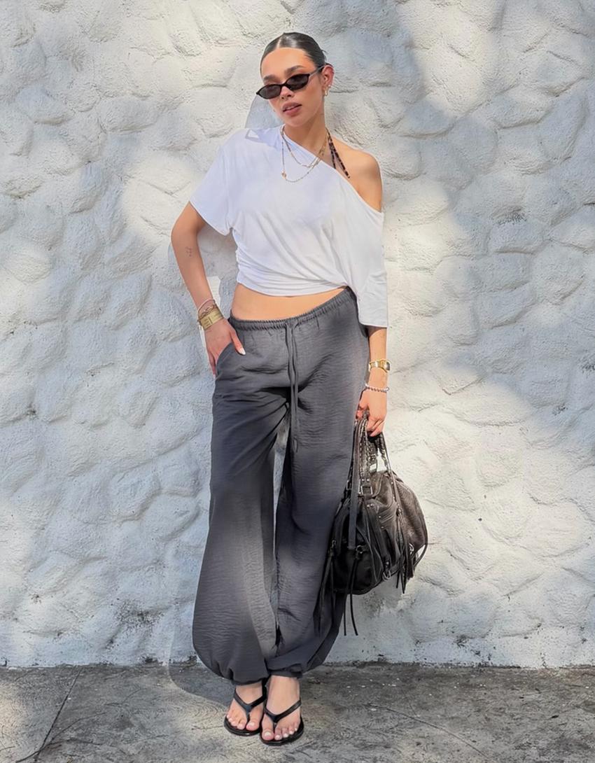 Pantalon bouffant rustique-Gris foncé