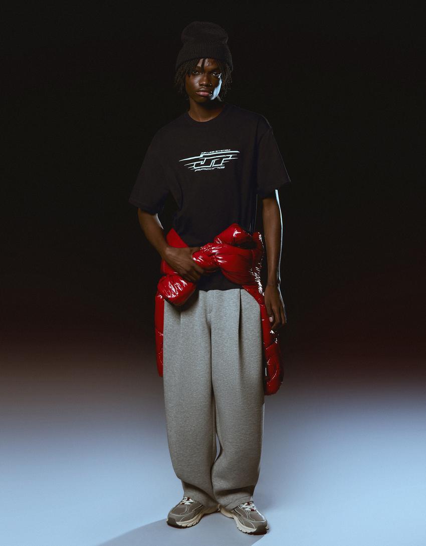 T-shirt JT Racing manches courtes imprimé-Noir