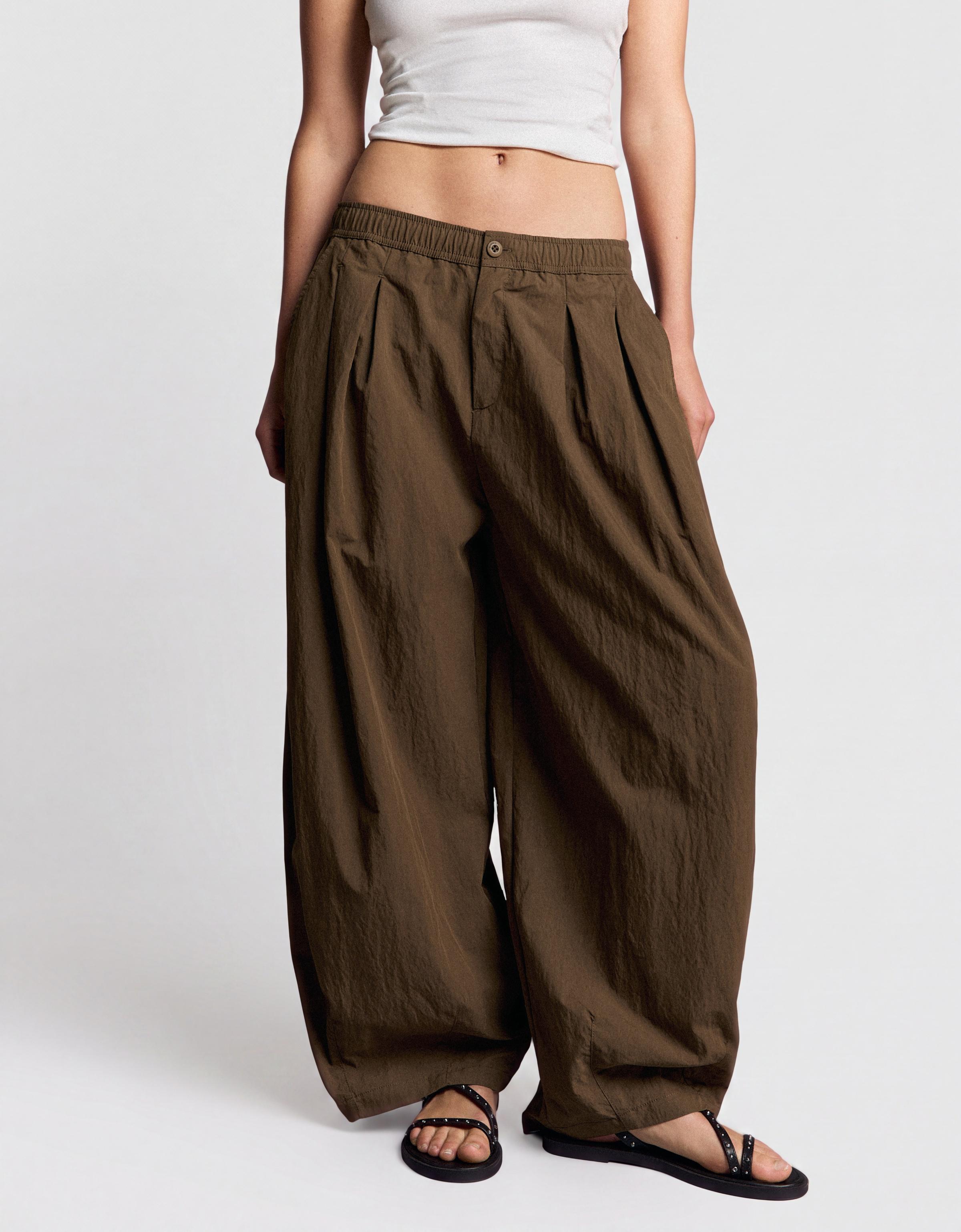 Technical cropped volume trousers — Brown