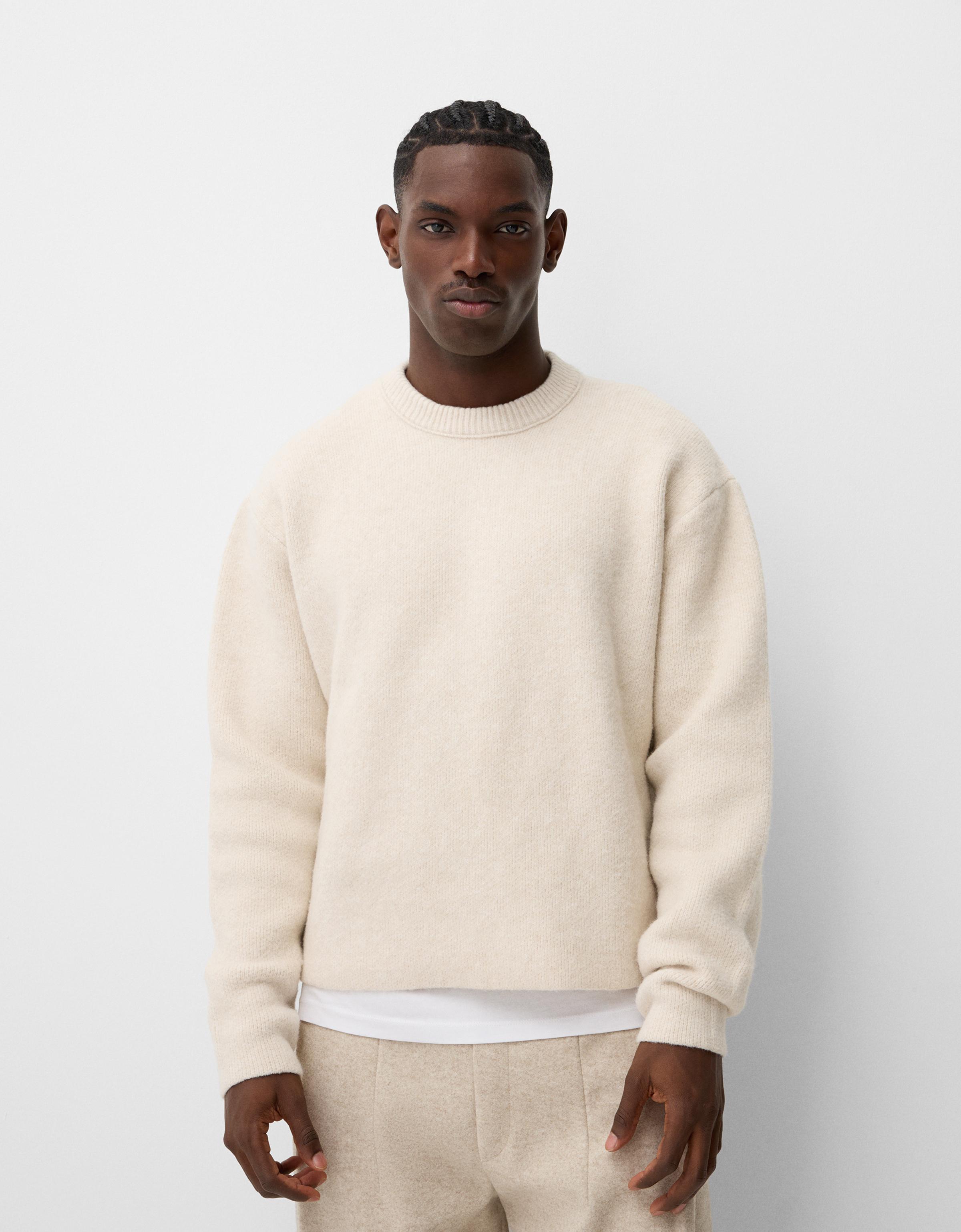 Bershka Cropped-Pullover Herren L Sandfarbe