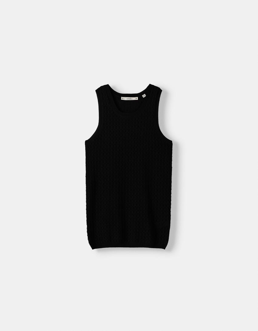 تيشيرت محاك بحمالات-أسود-4