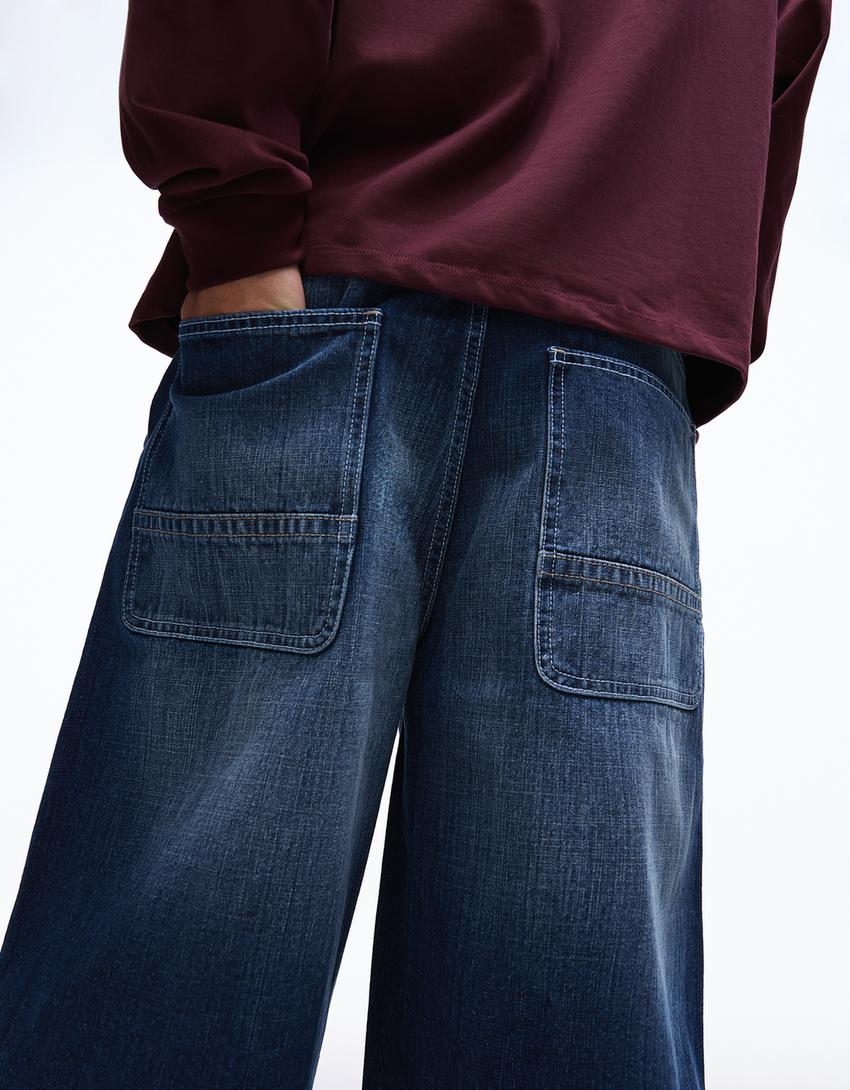 Skater denim Bermuda shorts-Blue