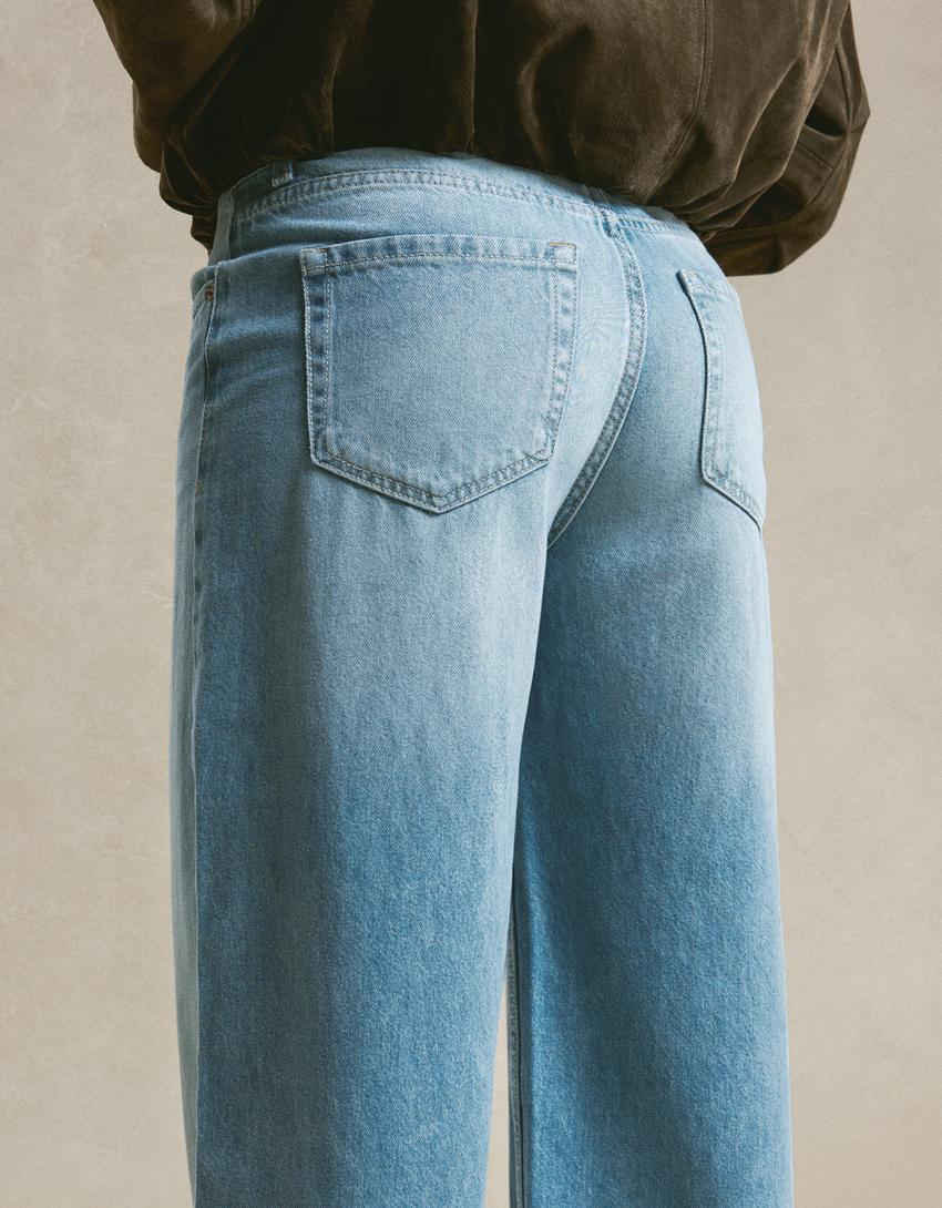 Jeans de perna larga-Azul lavado