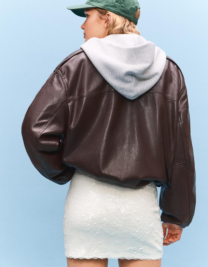 Minirock aus Spitze mit Pailletten-Weiss