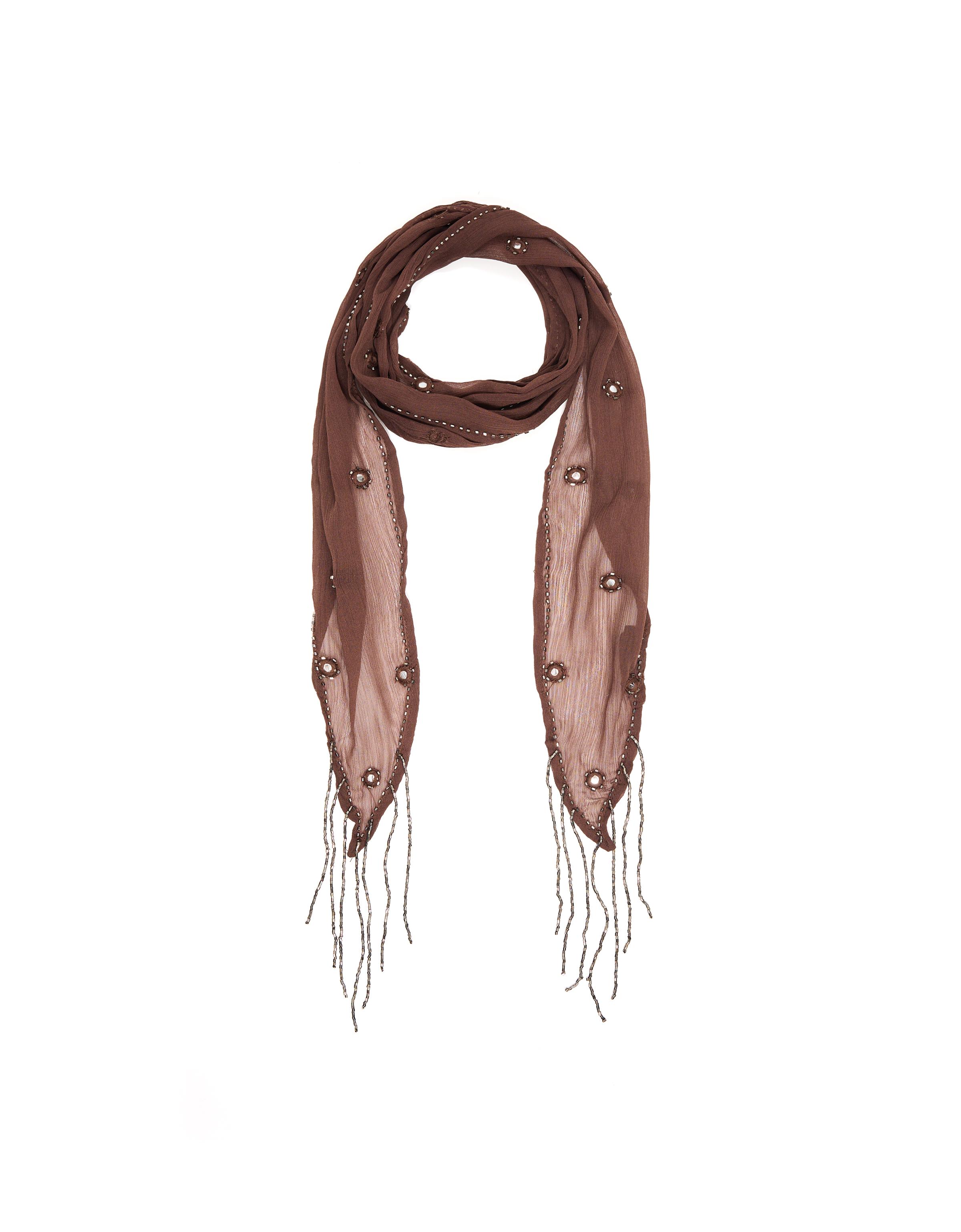 Fringed scarf — Brown