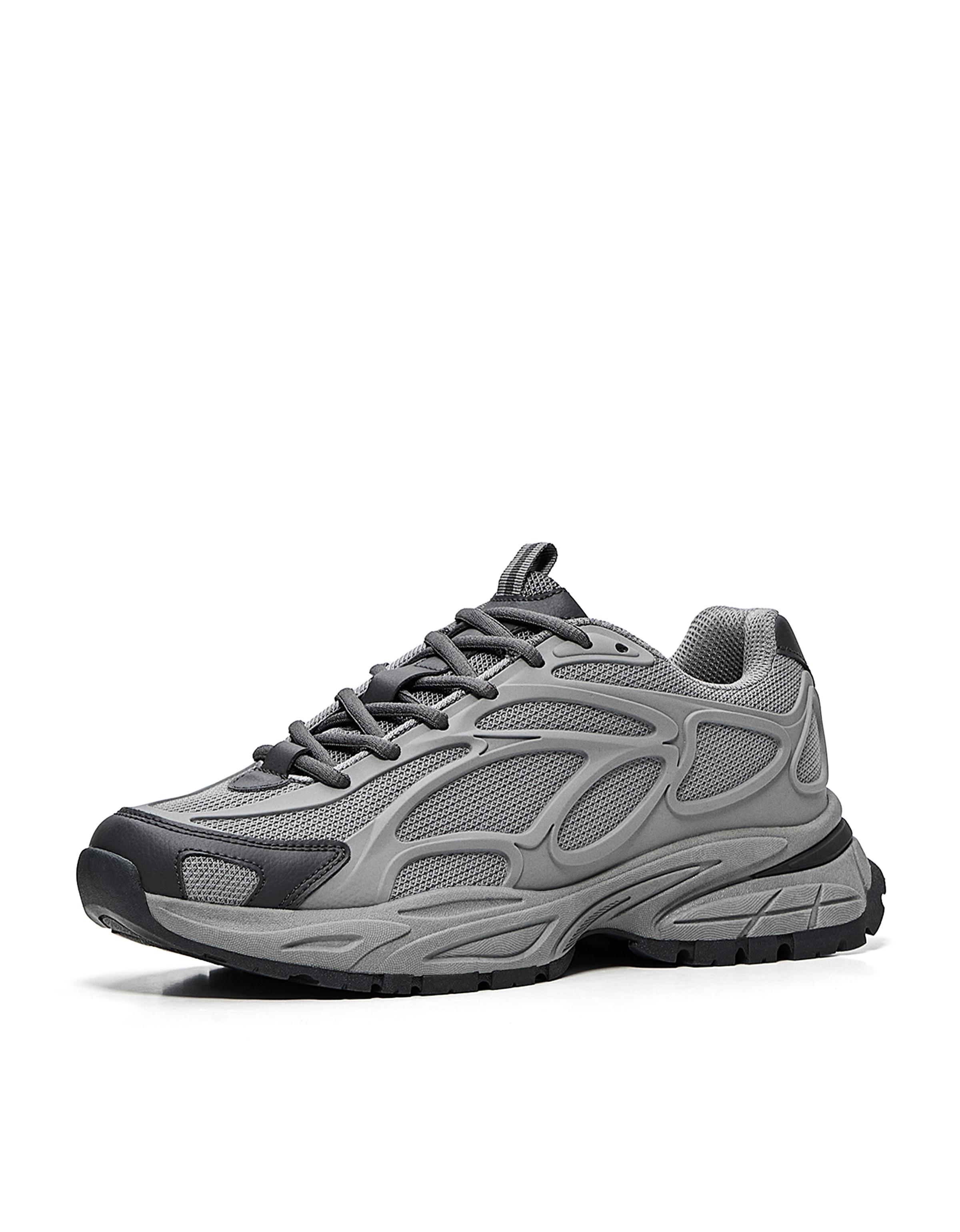 Chunky mixed-material sneakers — Grey