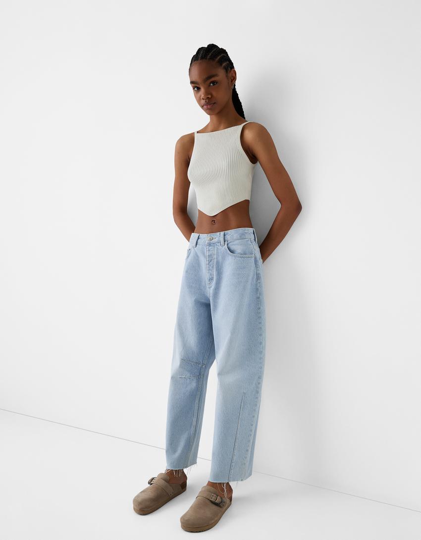 Jean barrel-Bleu lavé-3