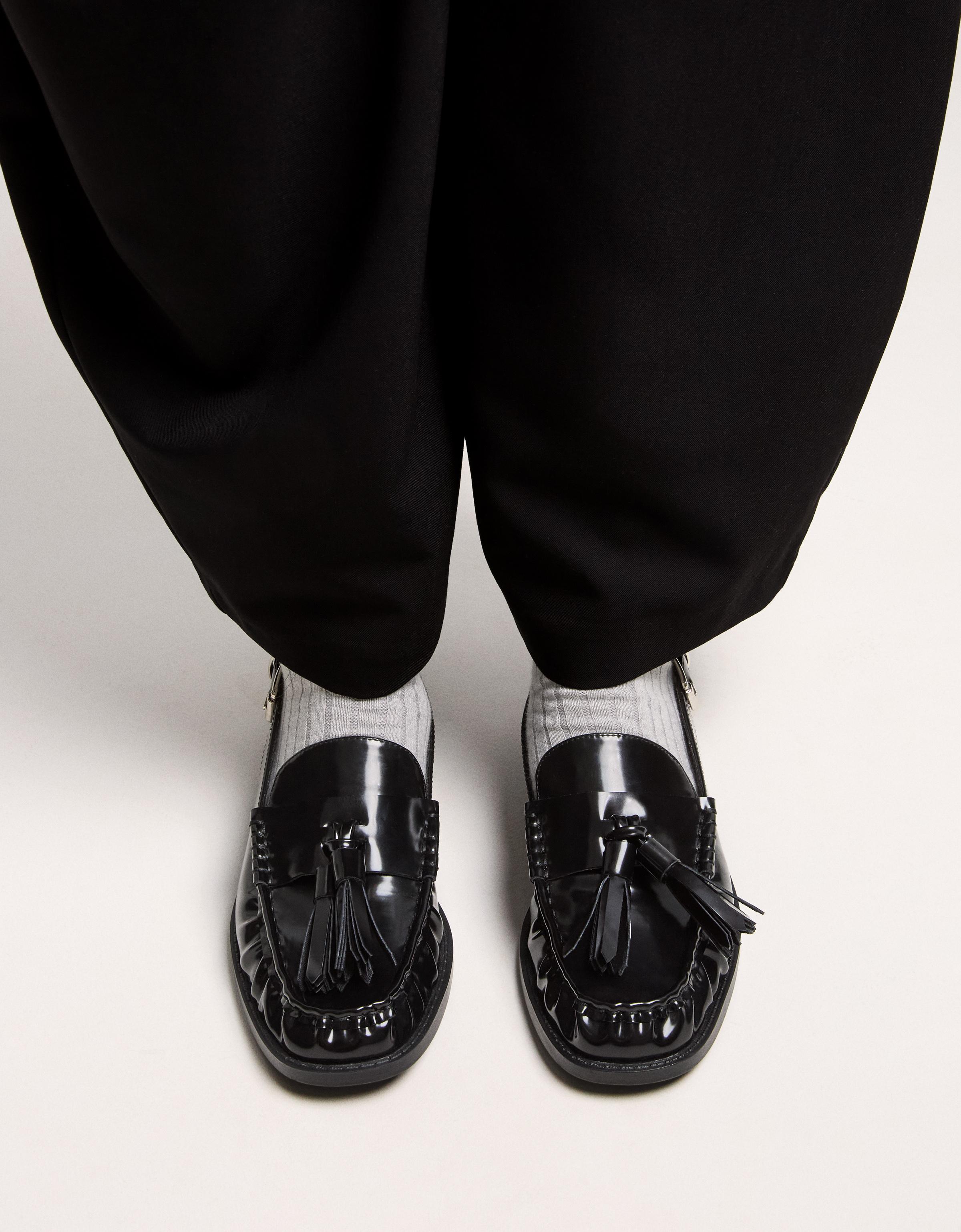 Backless tassel loafers — BLACK
