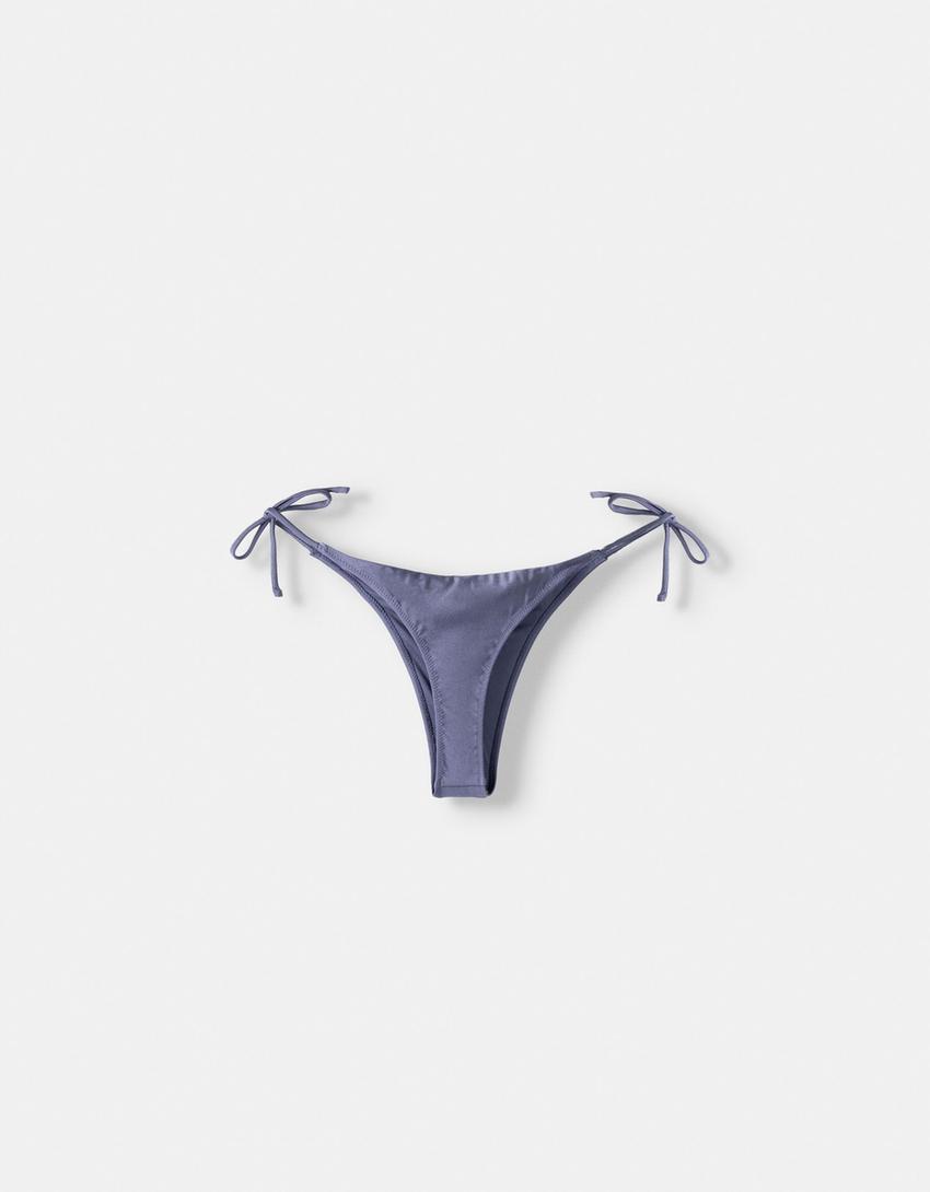 Ensemble haut et bas de bikini brillant-Gris-5
