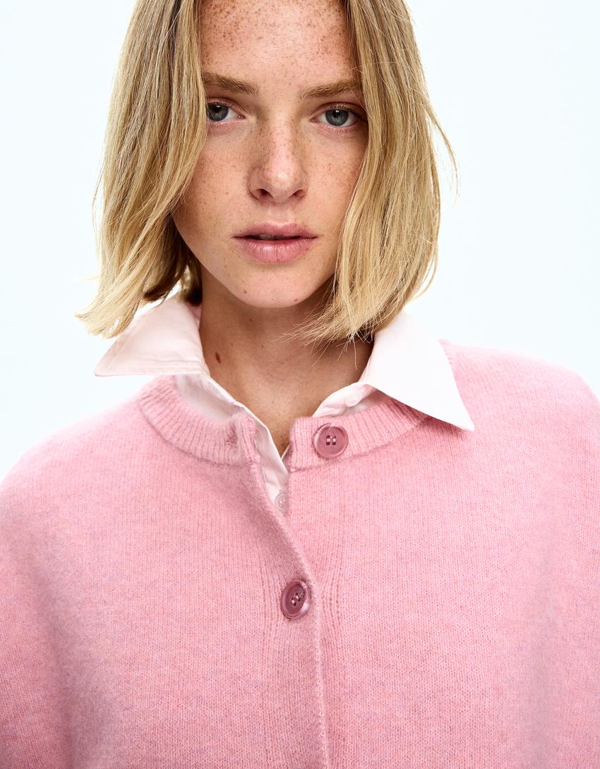 Chaqueta botóns tacto suave-Rosa