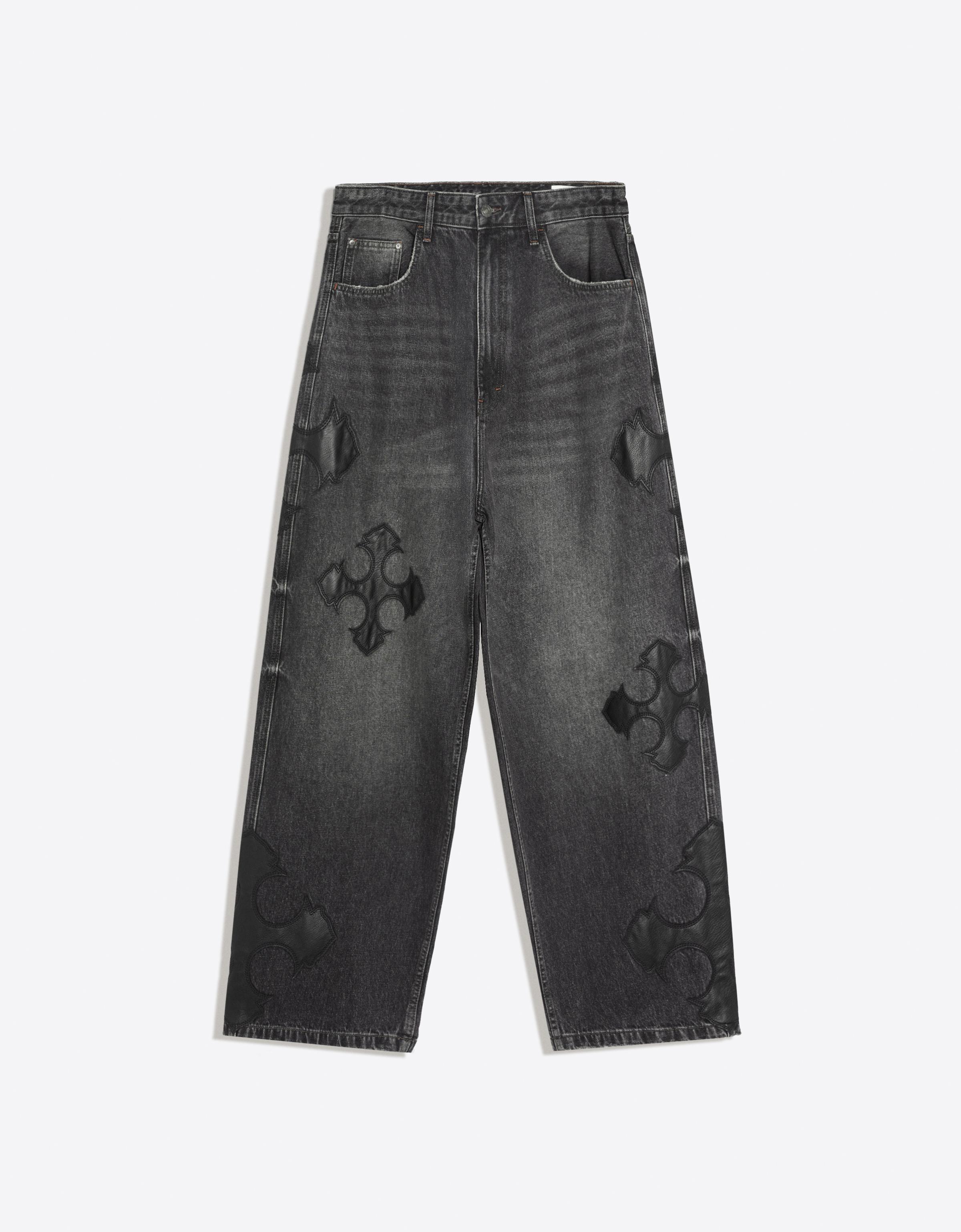 Patchwork barrel jeans — Black