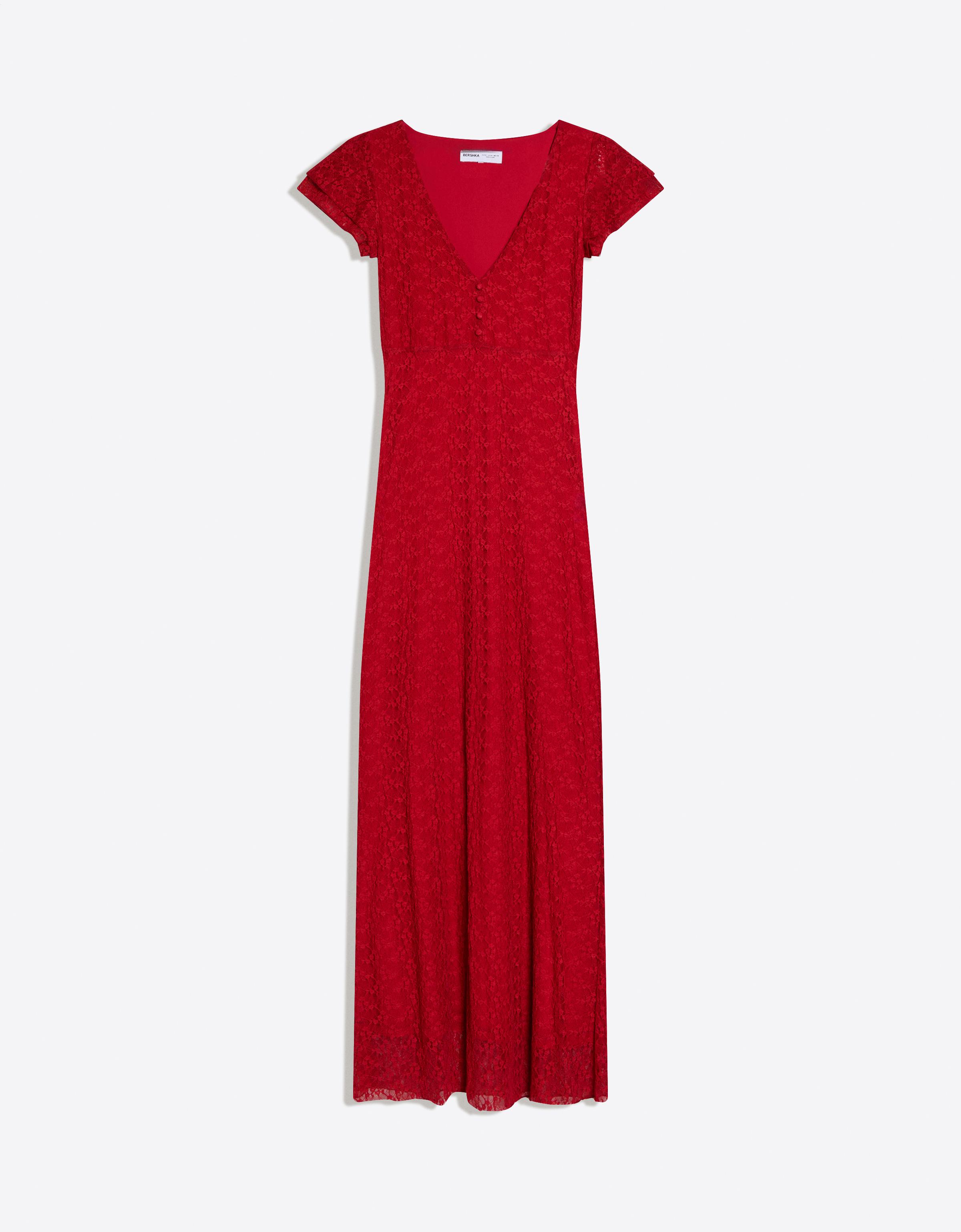 Lace midi dress — Red
