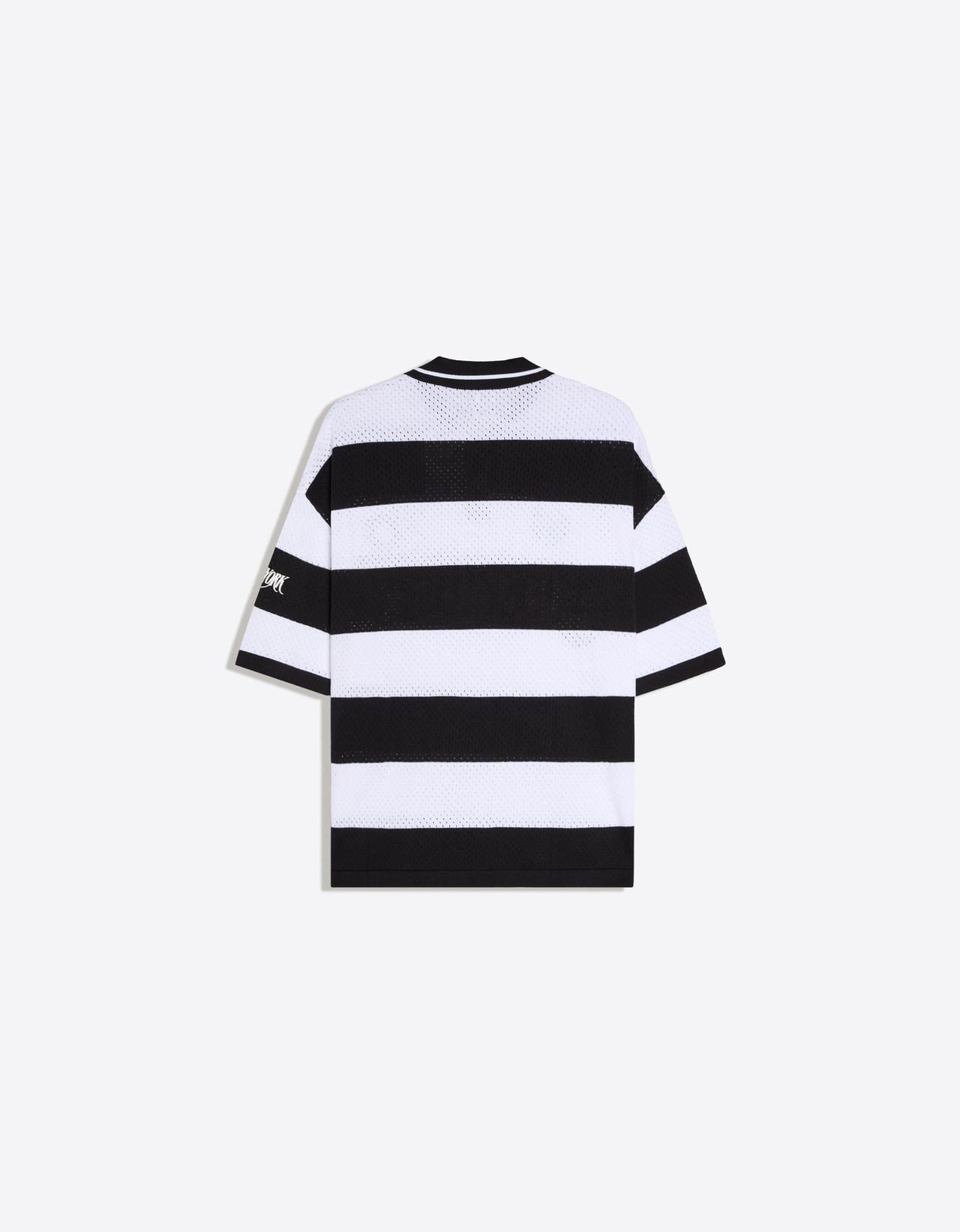 Short sleeve mesh polo shirt — White / Black
