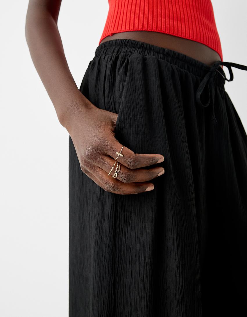 חבילה של 9 טבעות עם חרוזי פנינה-זהב-1