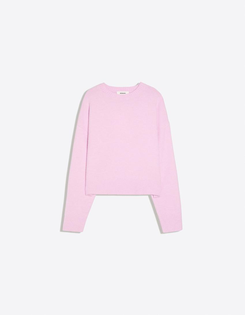 Pullover mit Rundausschnitt-Rosa