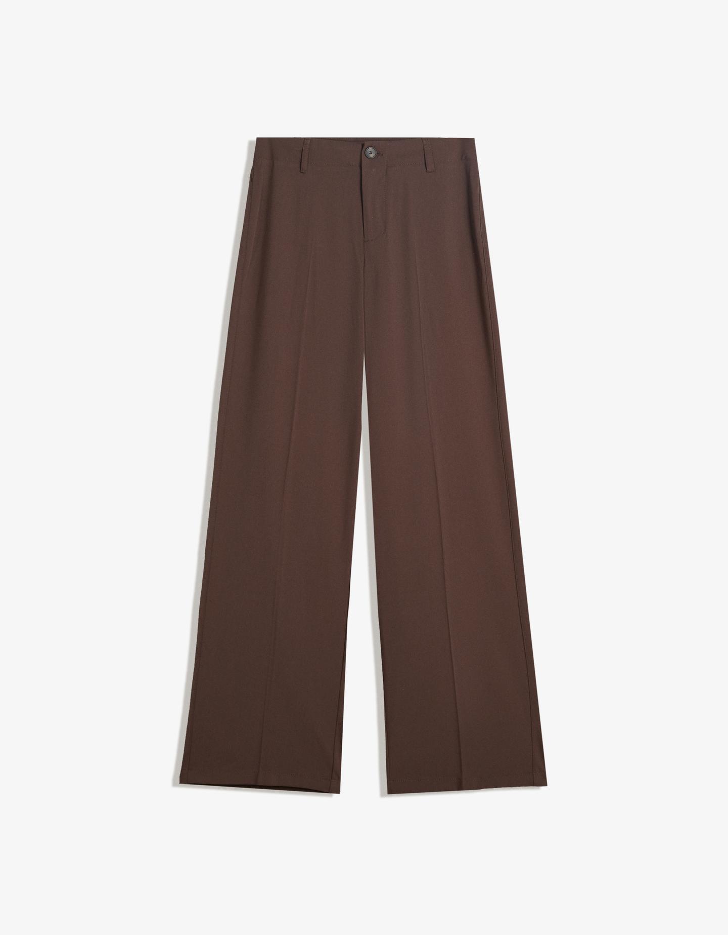 Bershka spodnie wide leg brązowy