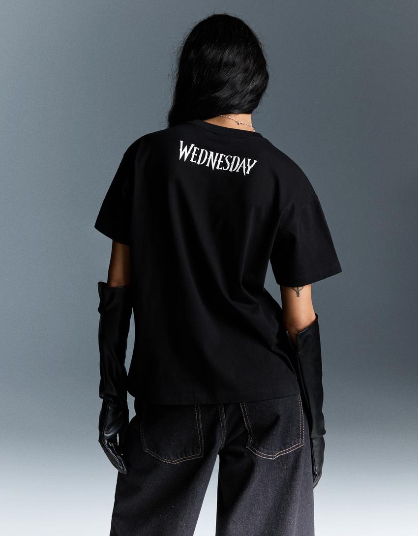 Wednesday short sleeve print T-shirt-Black