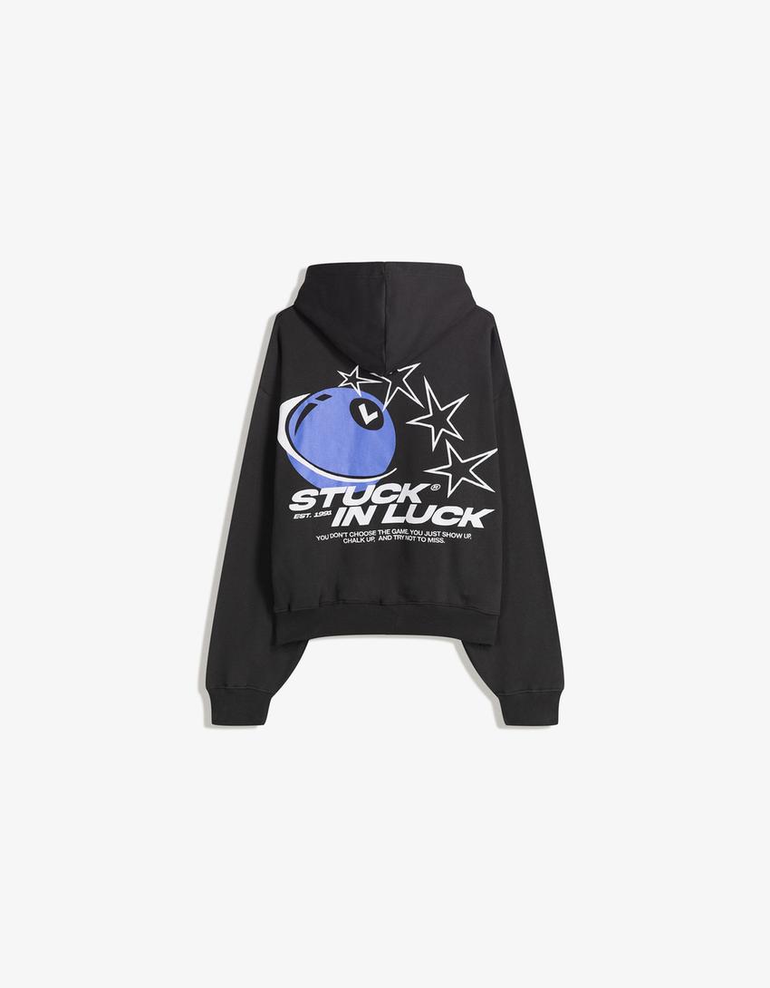 Sweat à capuche imprimé-Gris foncé
