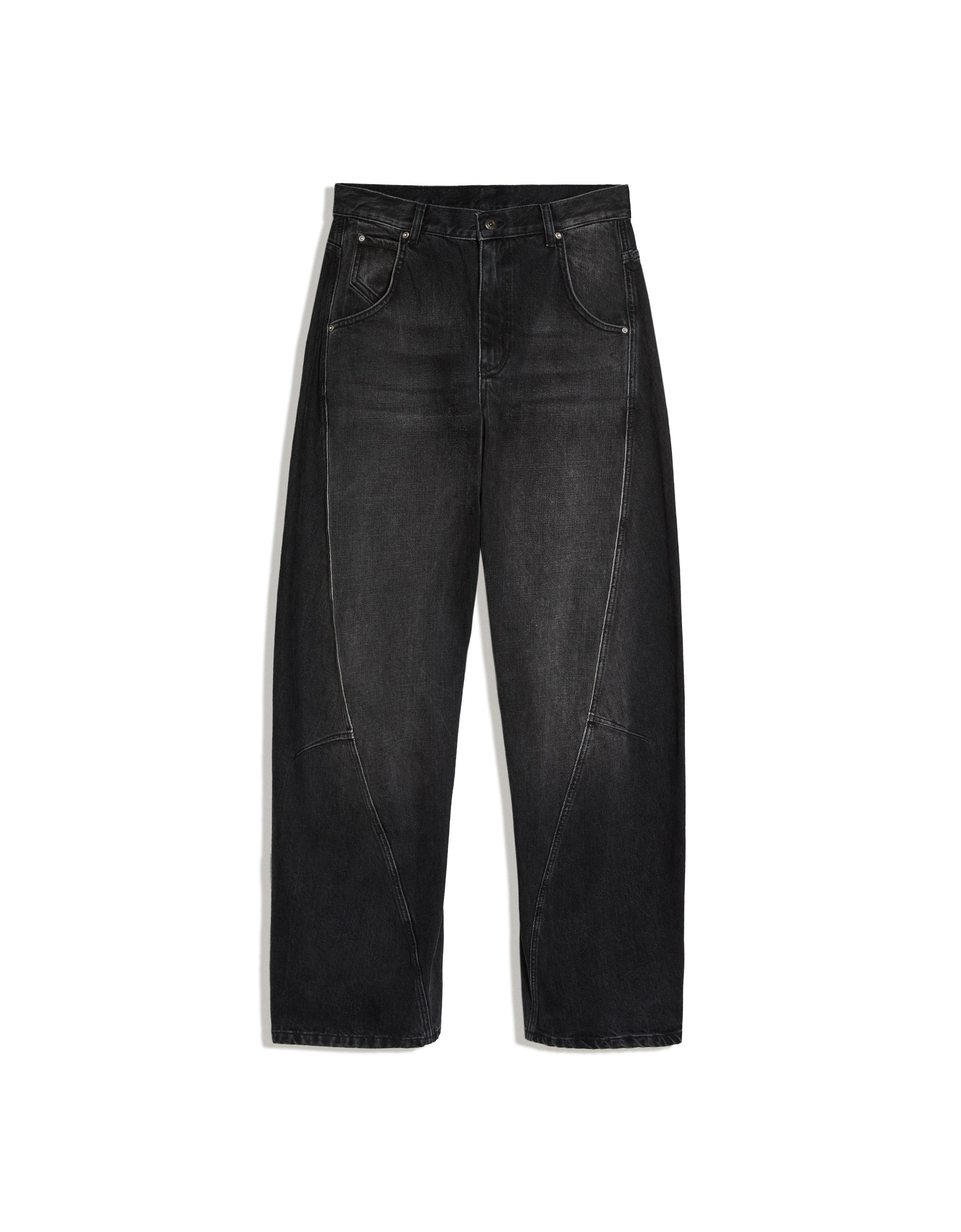 Low-rise barrel jeans — Black
