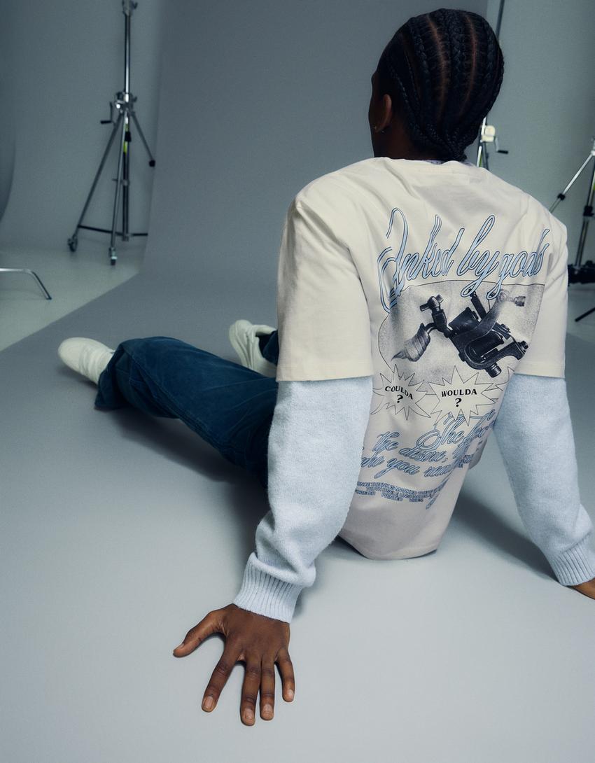 Short sleeve print T-shirt-Off white