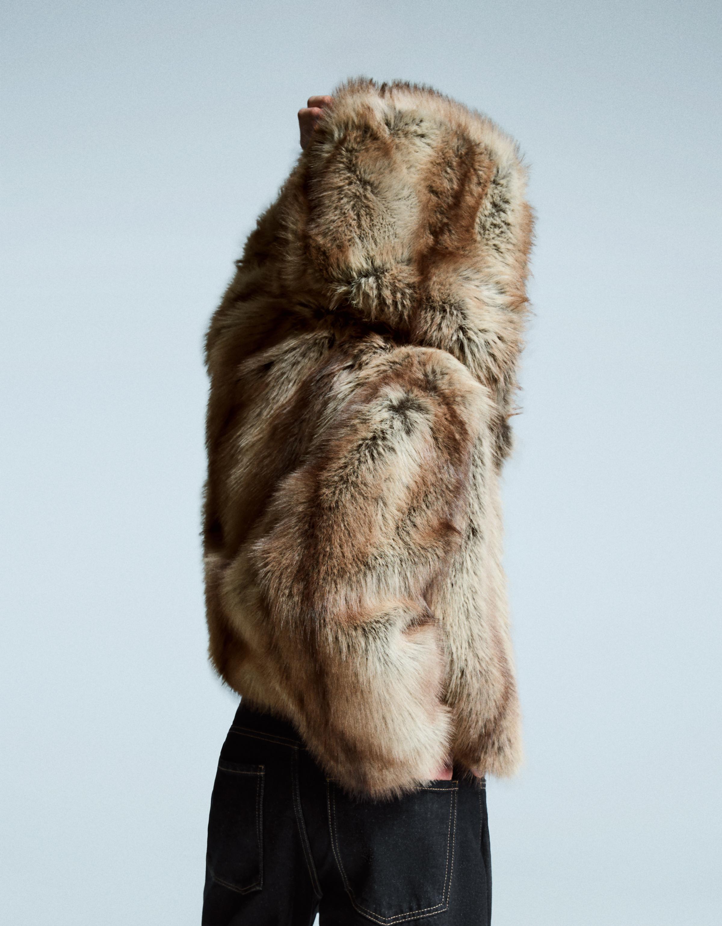 Faux fur hooded jacket - Women | Bershka