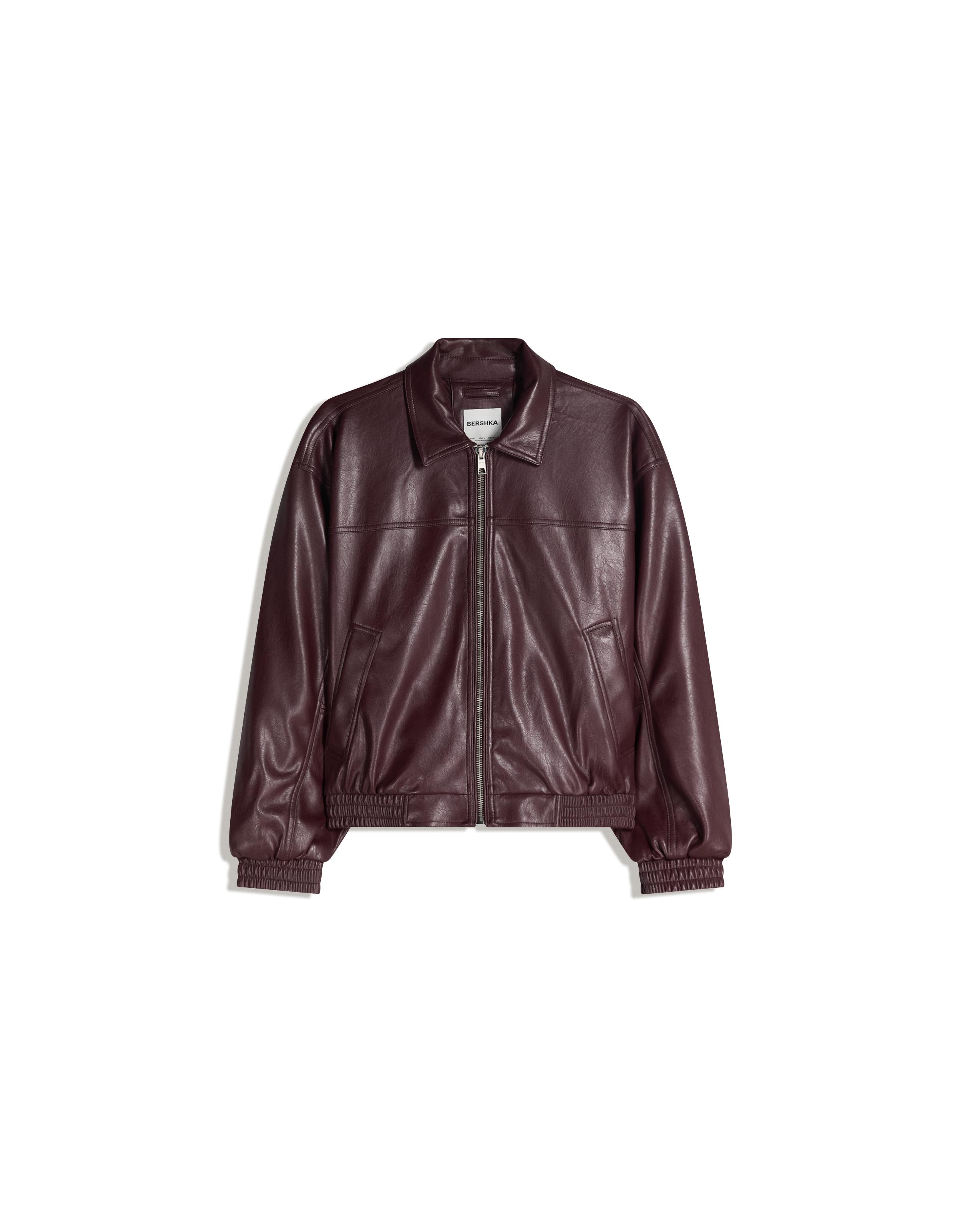 Leather effect jacket — Maroon