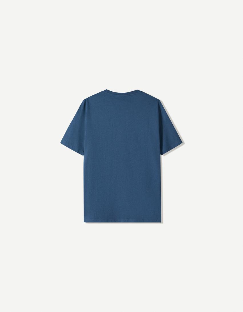 T-shirt à manches courtes basique-Bleu-5
