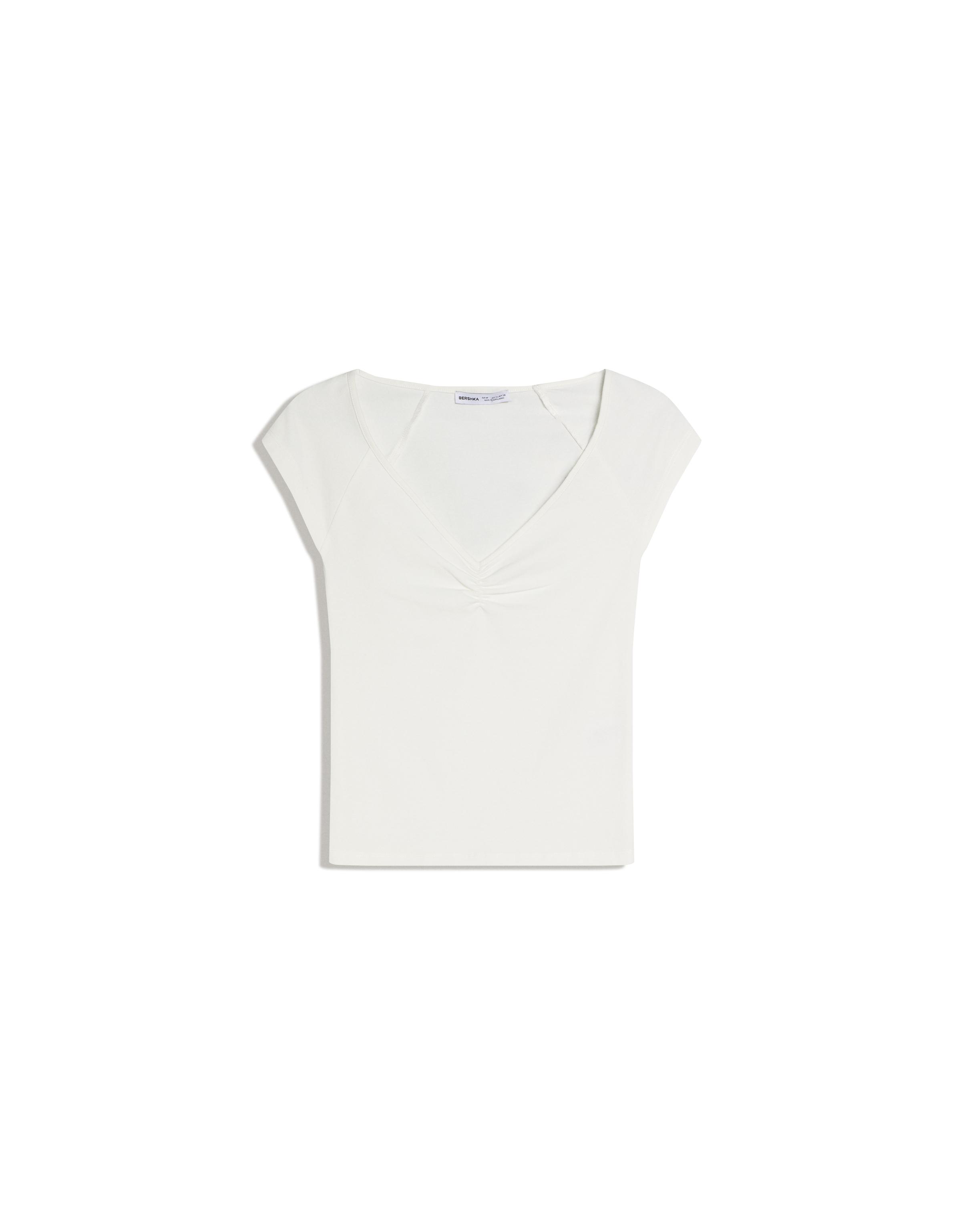 Short sleeve ruched T-shirt — Off white