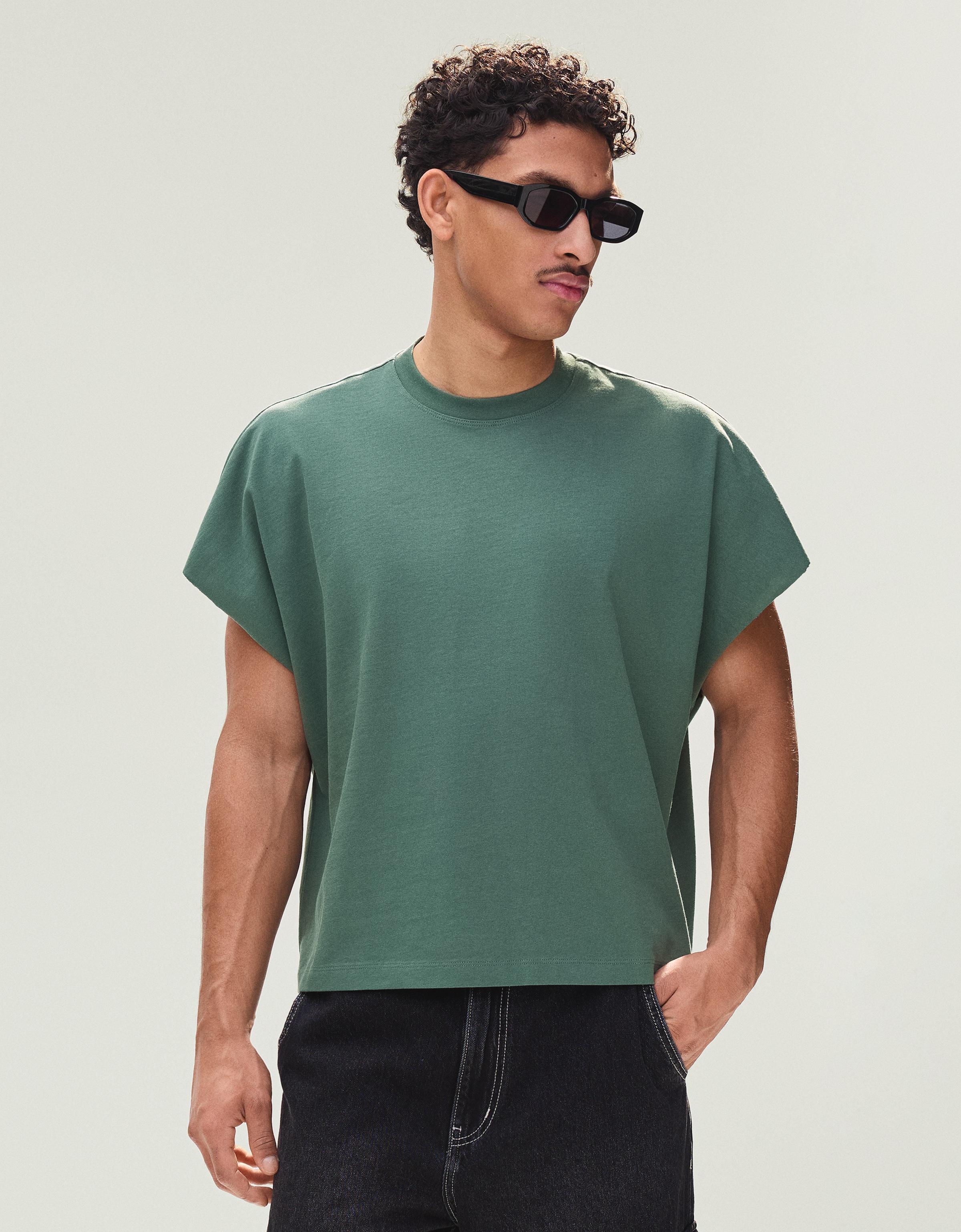 Bershka Maglietta Worker Oversize Stampa Uomo Xs Turchese
