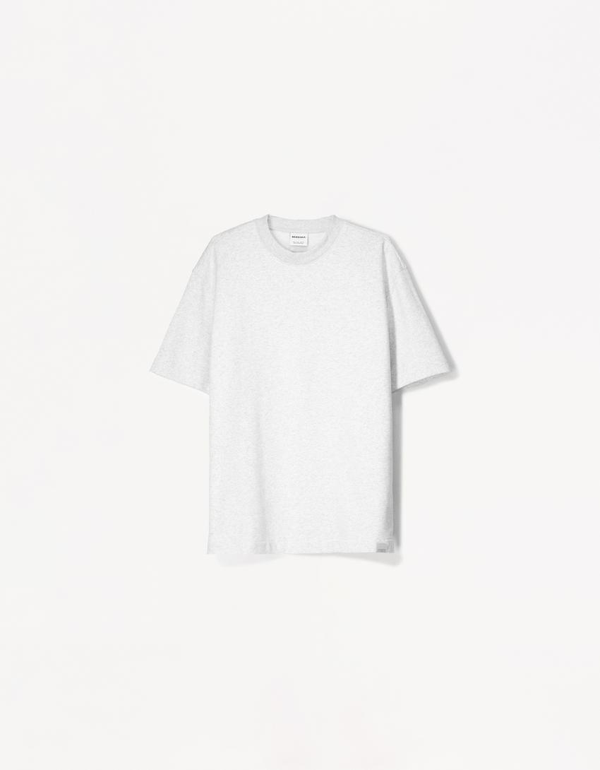 Short sleeve plush T-shirt-Grey-4