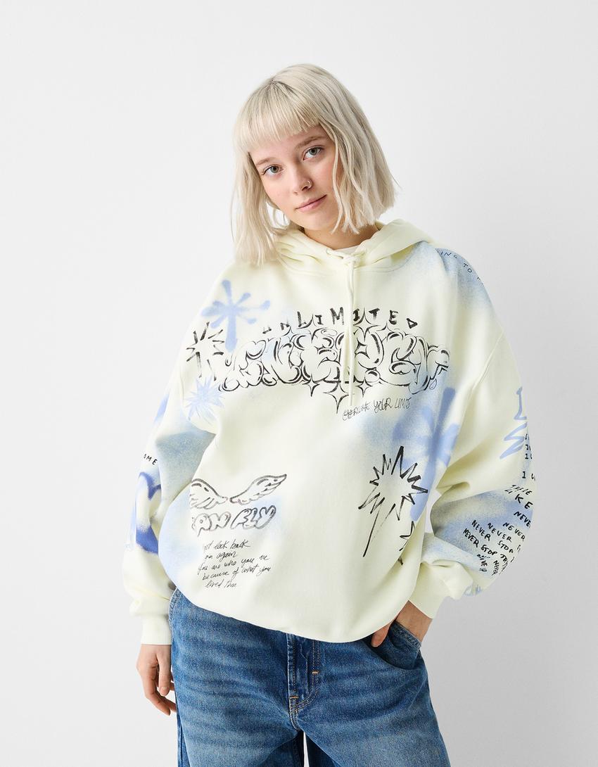 Printed hoodie-White