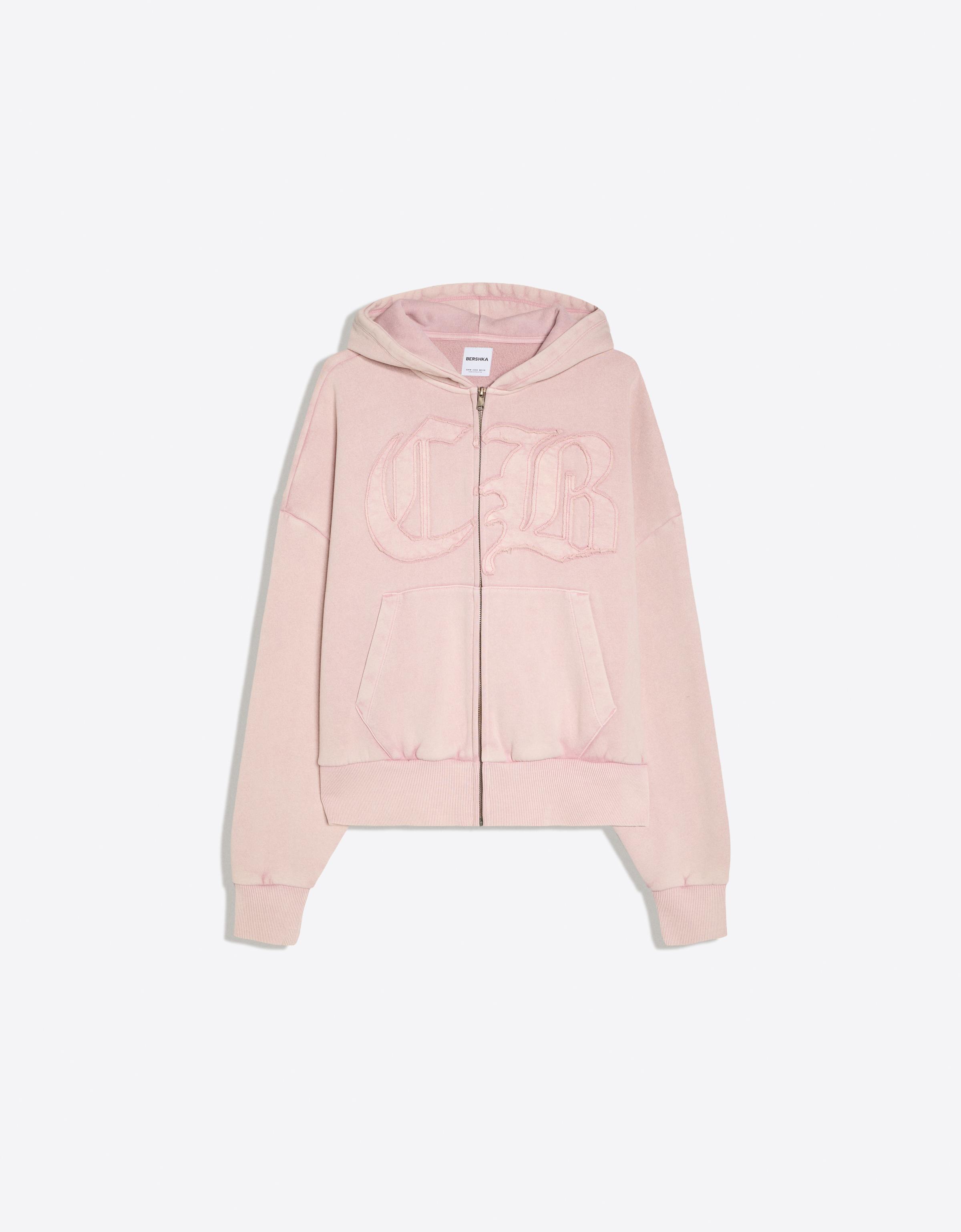 Washed zip-up hoodie — Pink
