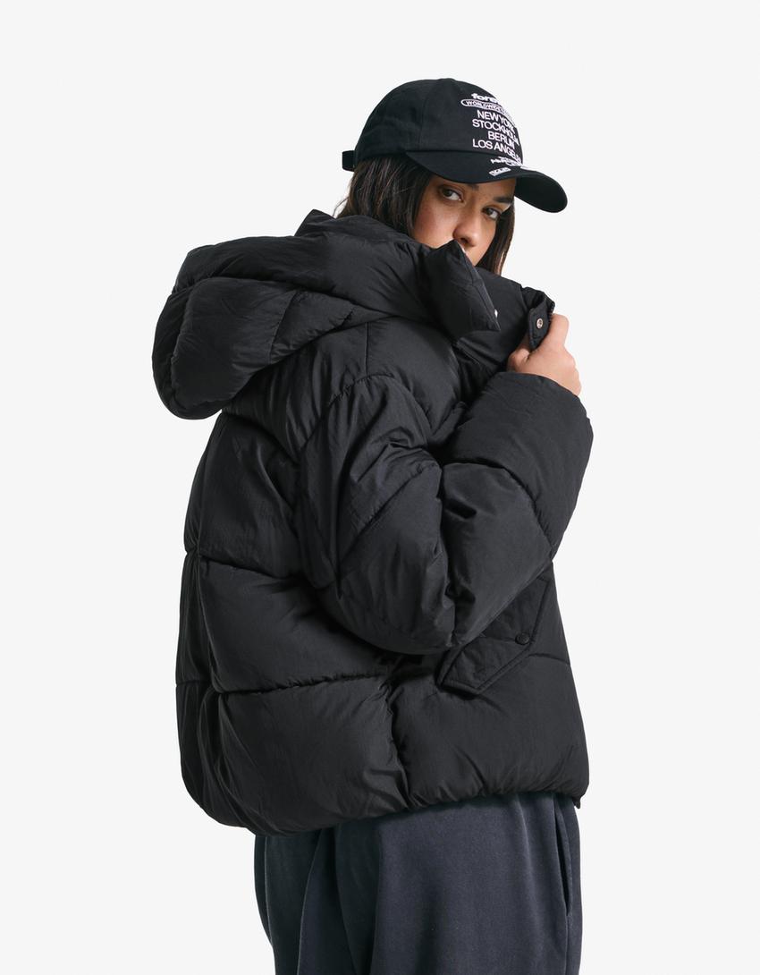 Water-repellent & thermal insulation puffer jacket-Black