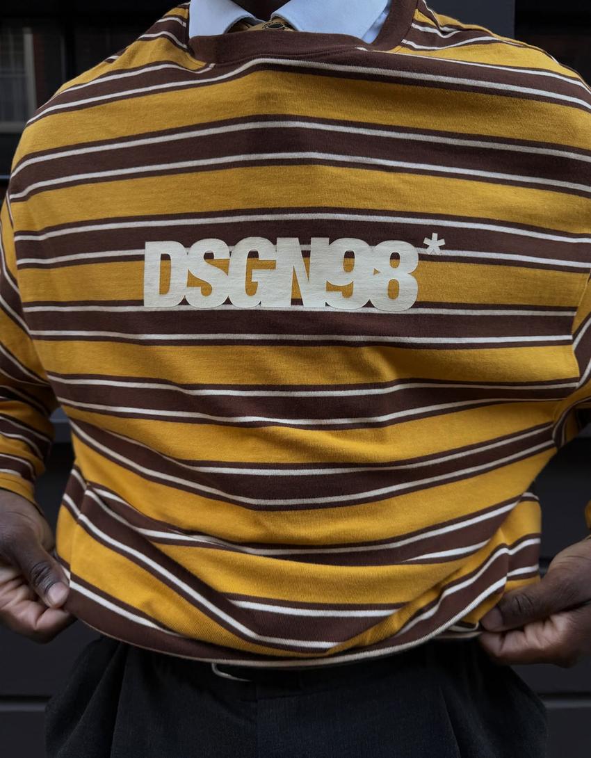 Retro print long sleeve T-shirt-Mustard