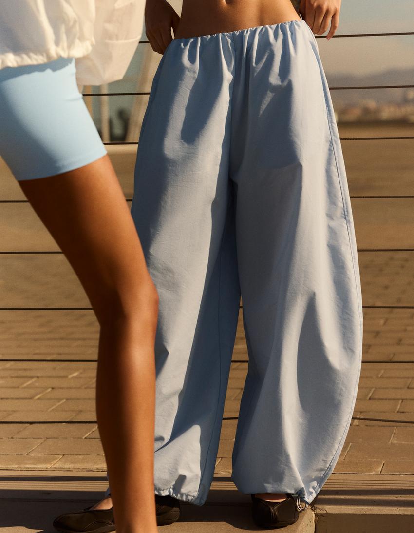 Technical parachute trousers-Sky blue
