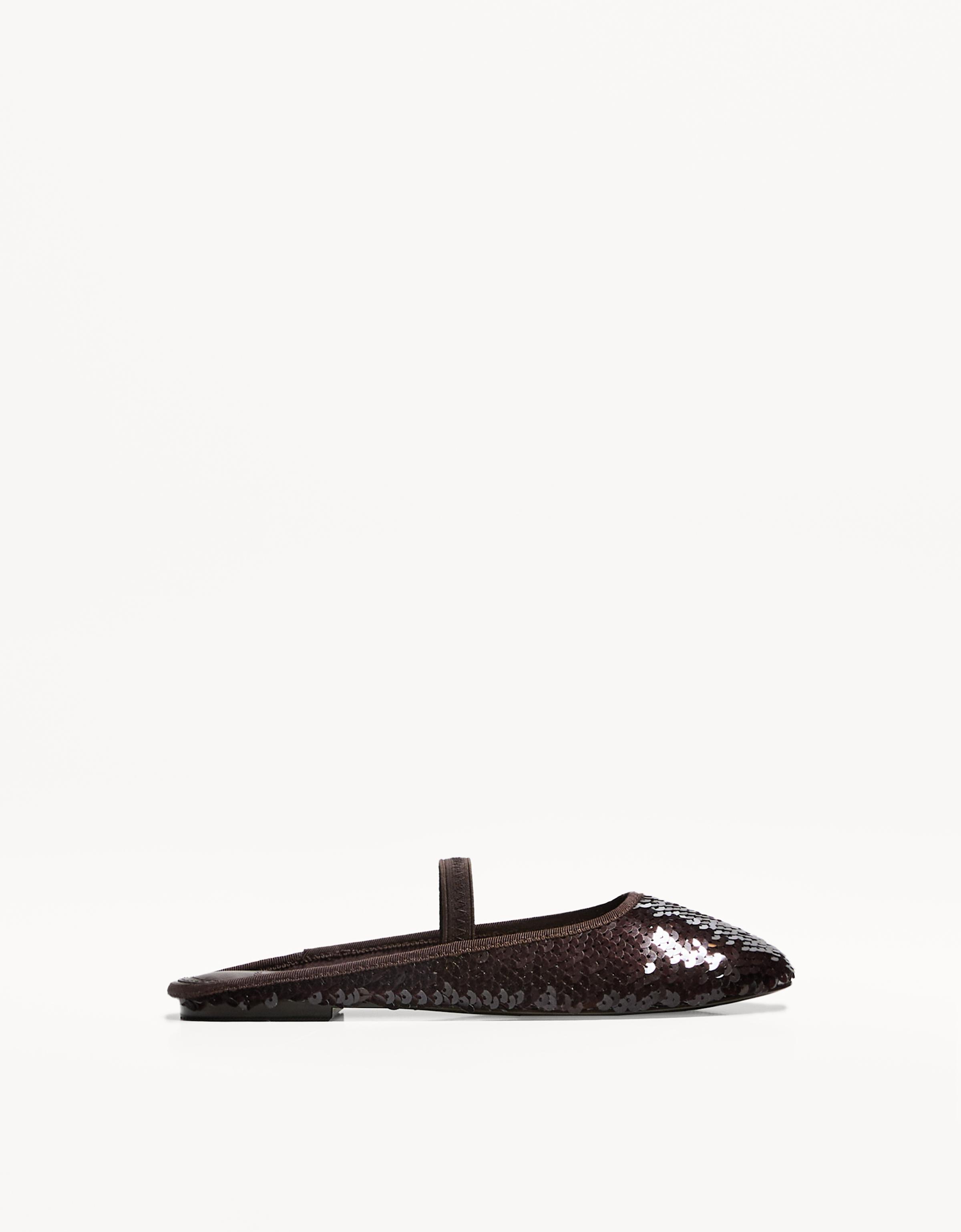 Bershka Ballerinas Mit Offener Ferse Und Pailletten Damen 41 Braun