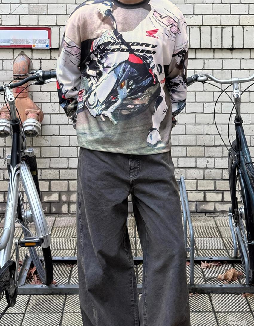 JT Racing Honda long sleeve mesh print T-shirt-Multicolored