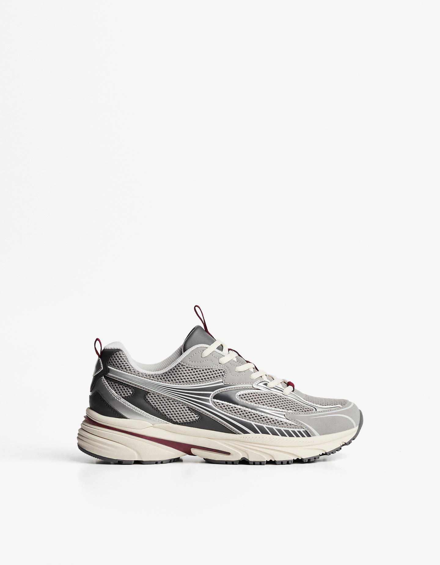 Bershka buty sportowe z wieloma elementami szary