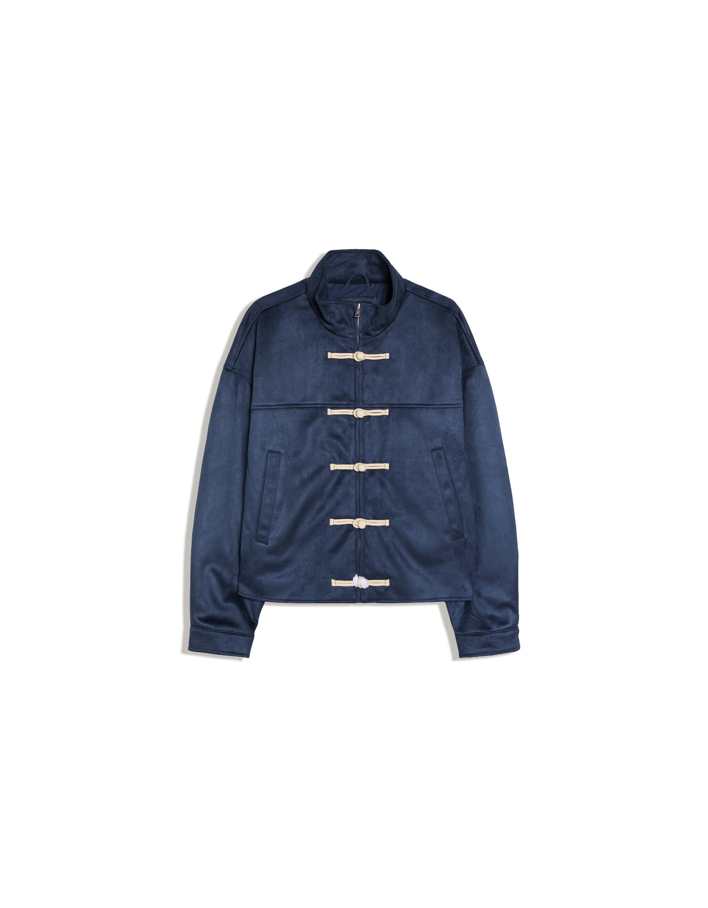 Faux suede clasp jacket — Dark blue