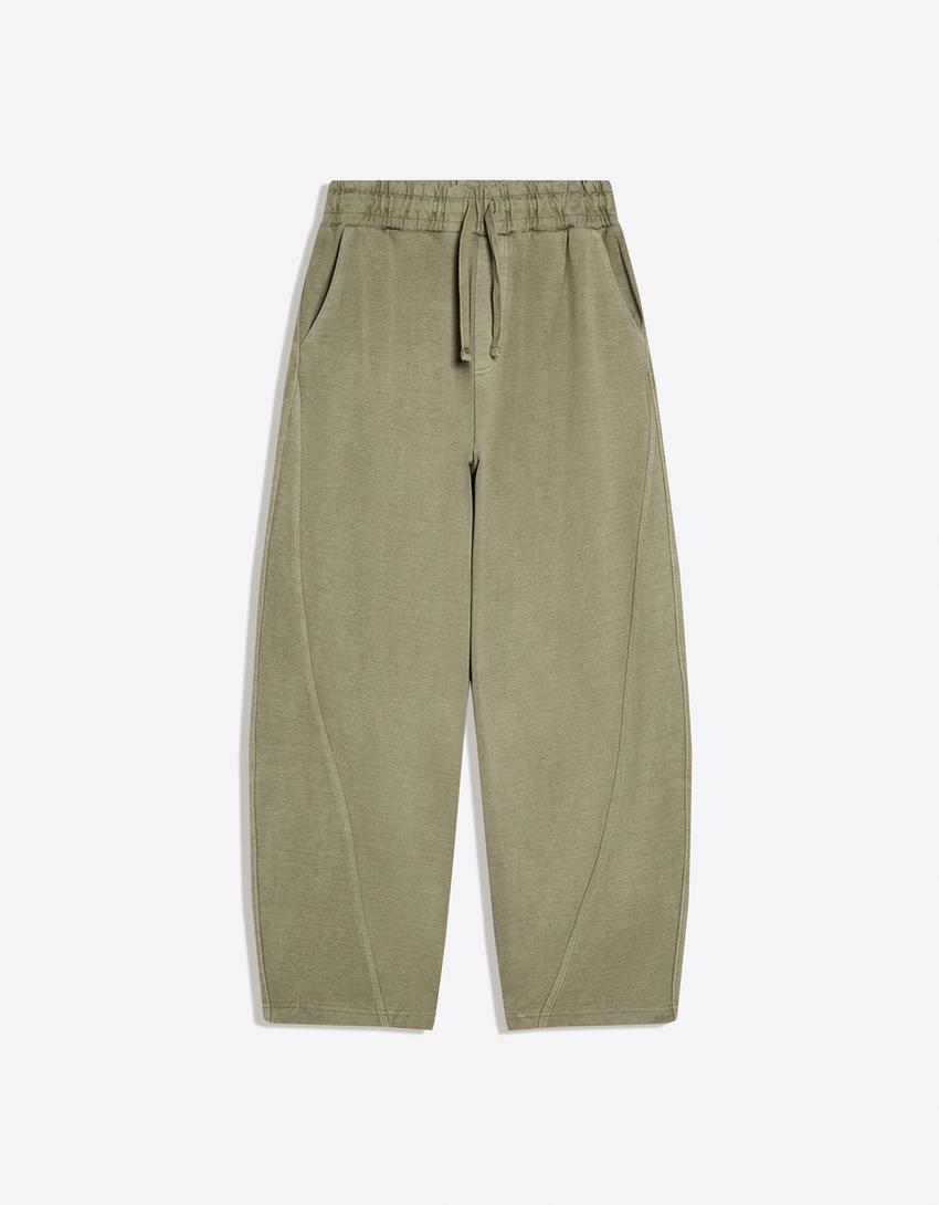 Pantalon balloon fit interlock-Kaki