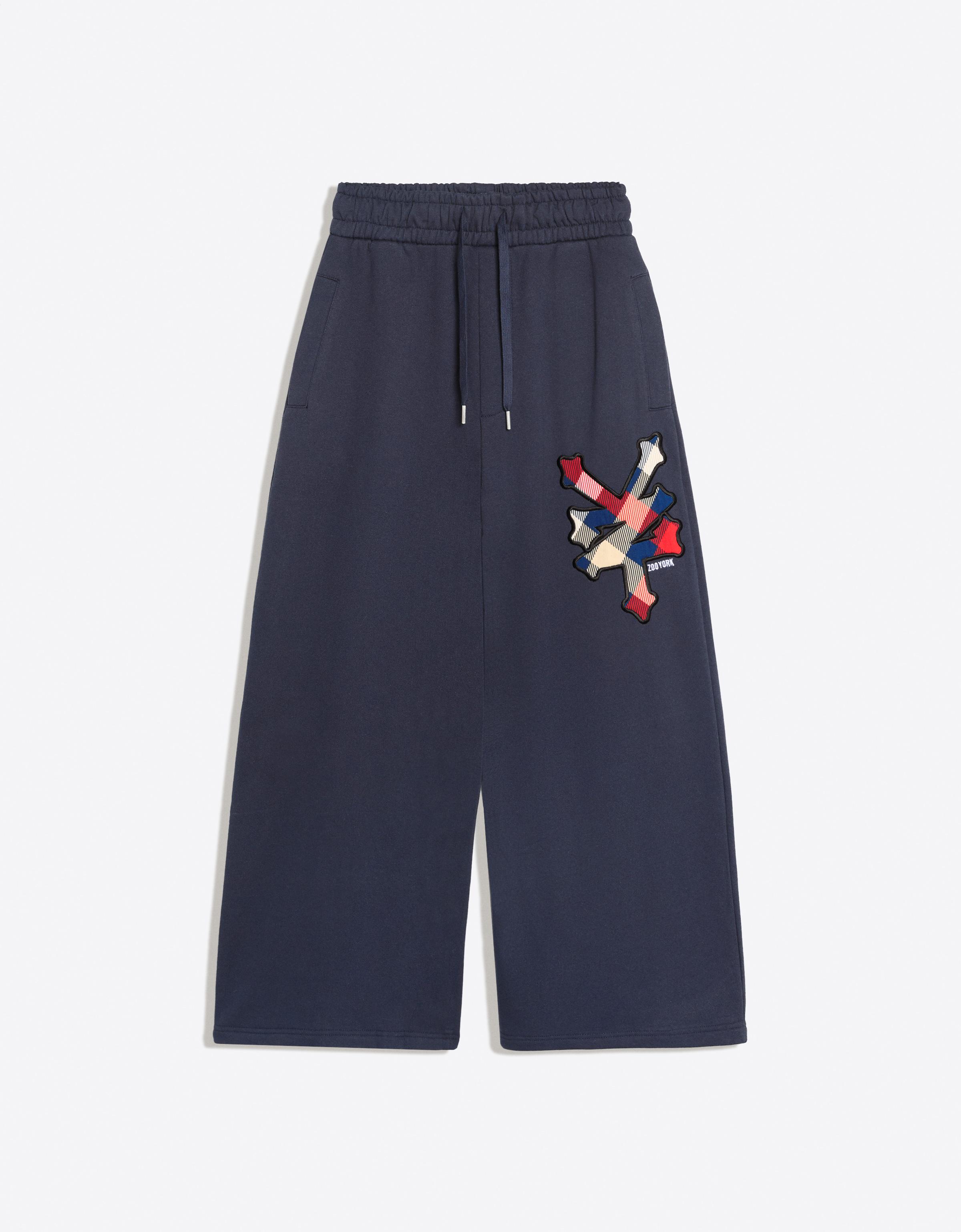 Bershka Spodnie O Kroju Super Baggy Z Naszywką Zoo York Mężczyzna Ciemnoniebieski
