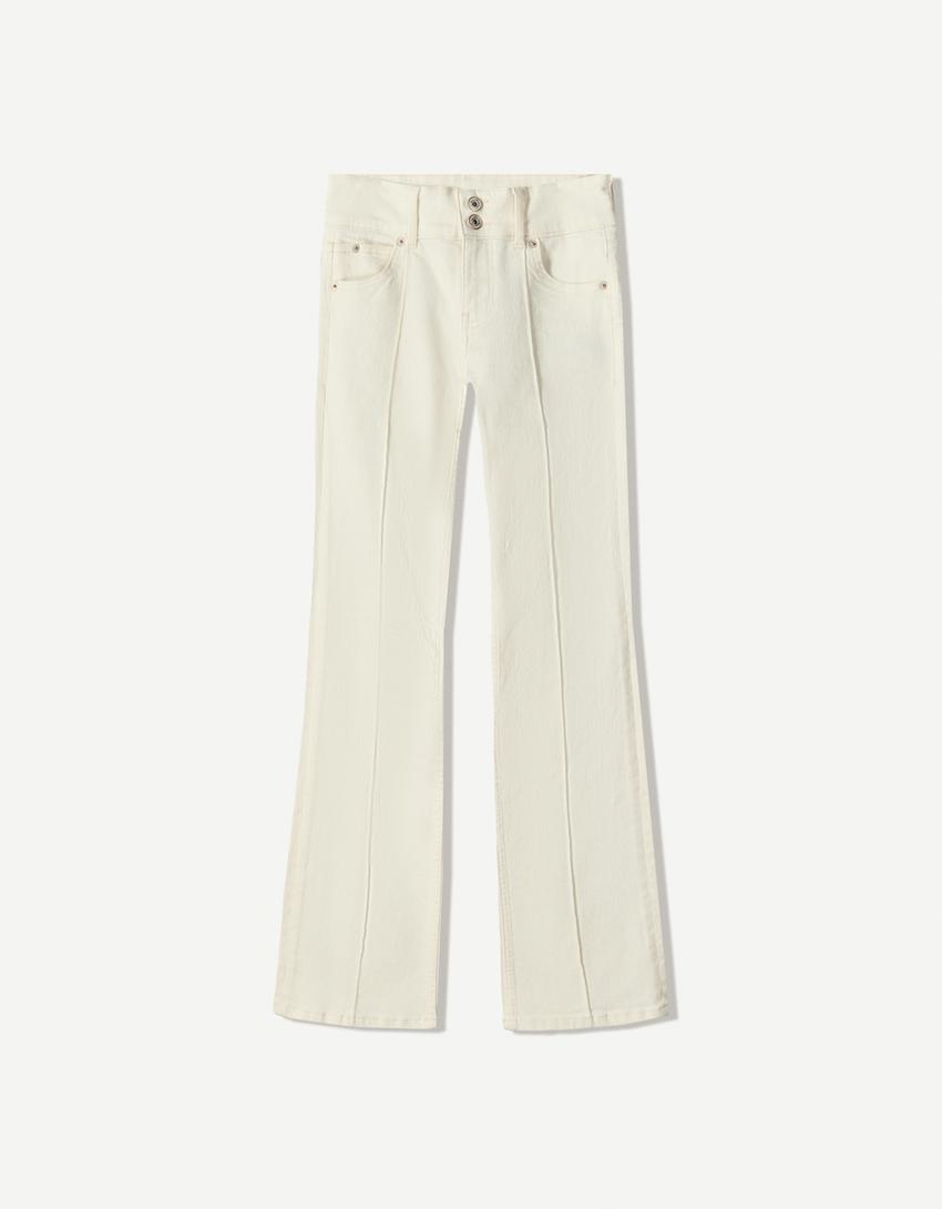 Jean bootcut taille basse-Écru-3